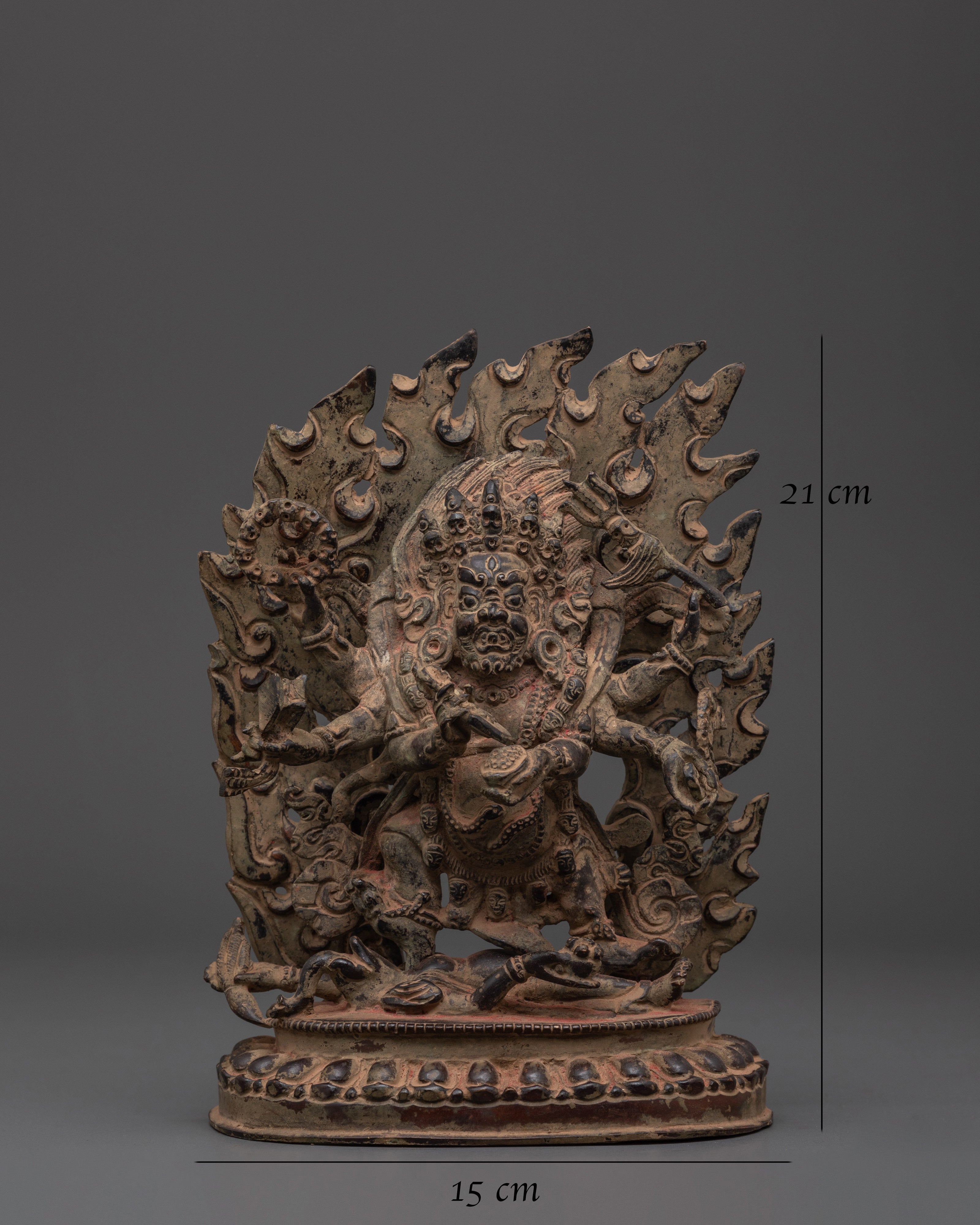 Divine Dharma Protector Six Armed Mahakala Statue | Tibetan Buddhist Guardian Deity