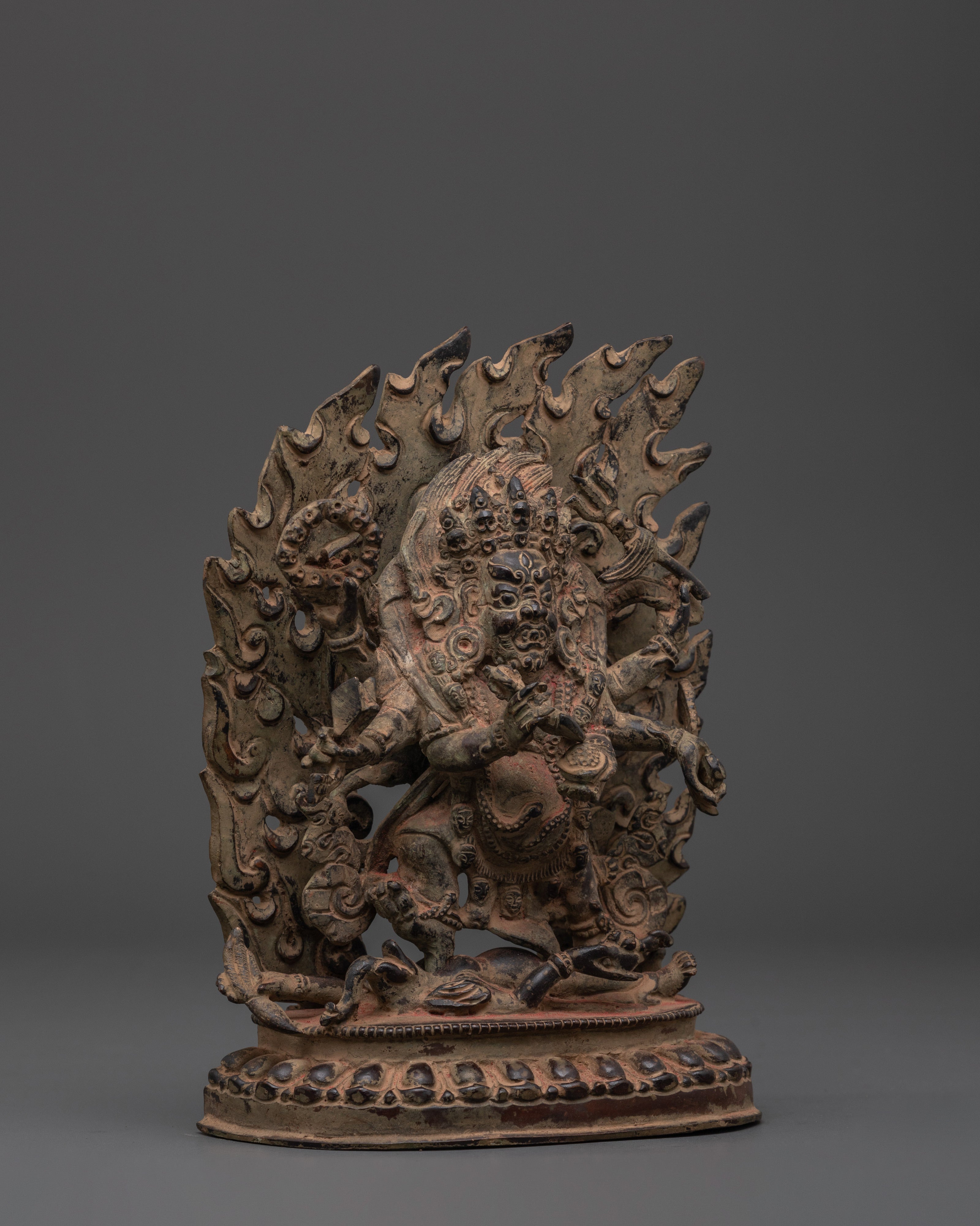 Divine Dharma Protector Six Armed Mahakala Statue | Tibetan Buddhist Guardian Deity