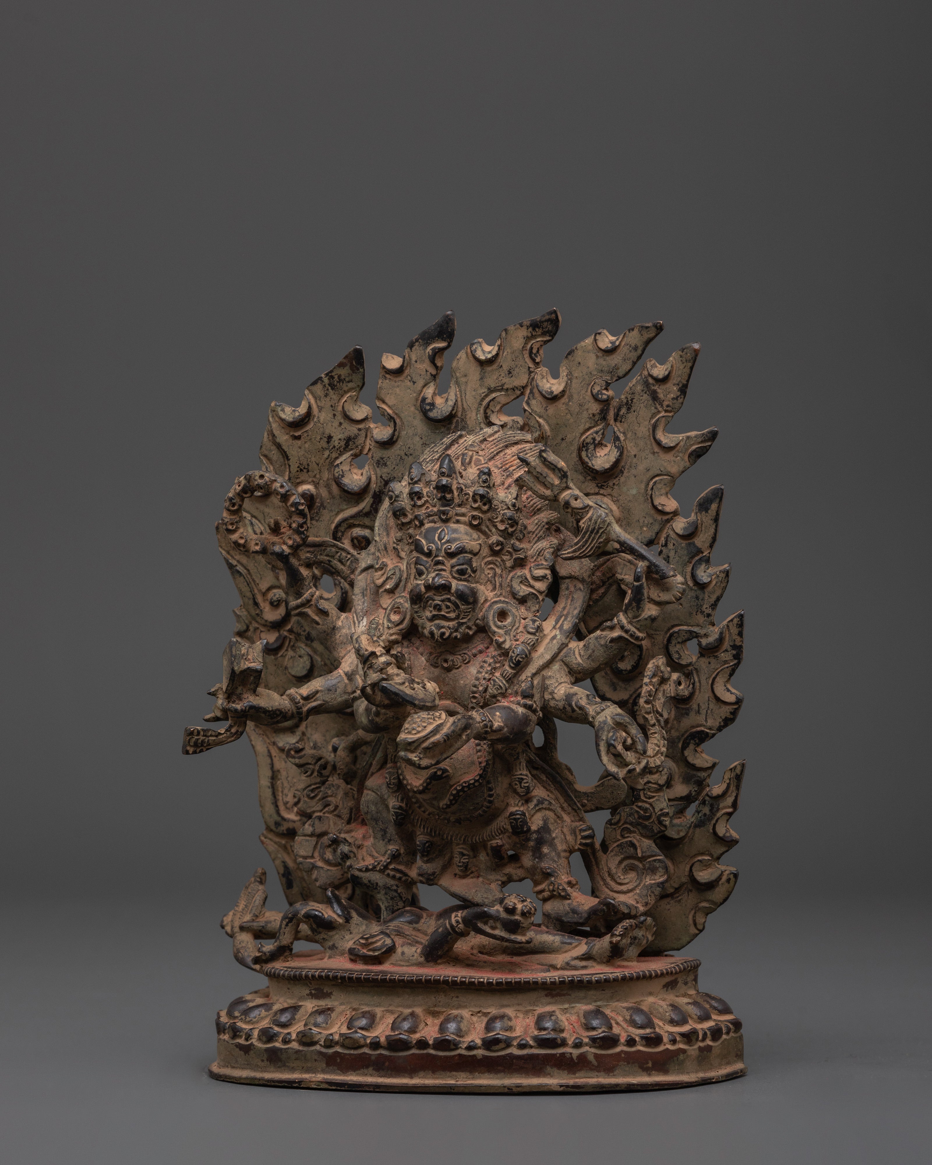 Divine Dharma Protector Six Armed Mahakala Statue | Tibetan Buddhist Guardian Deity