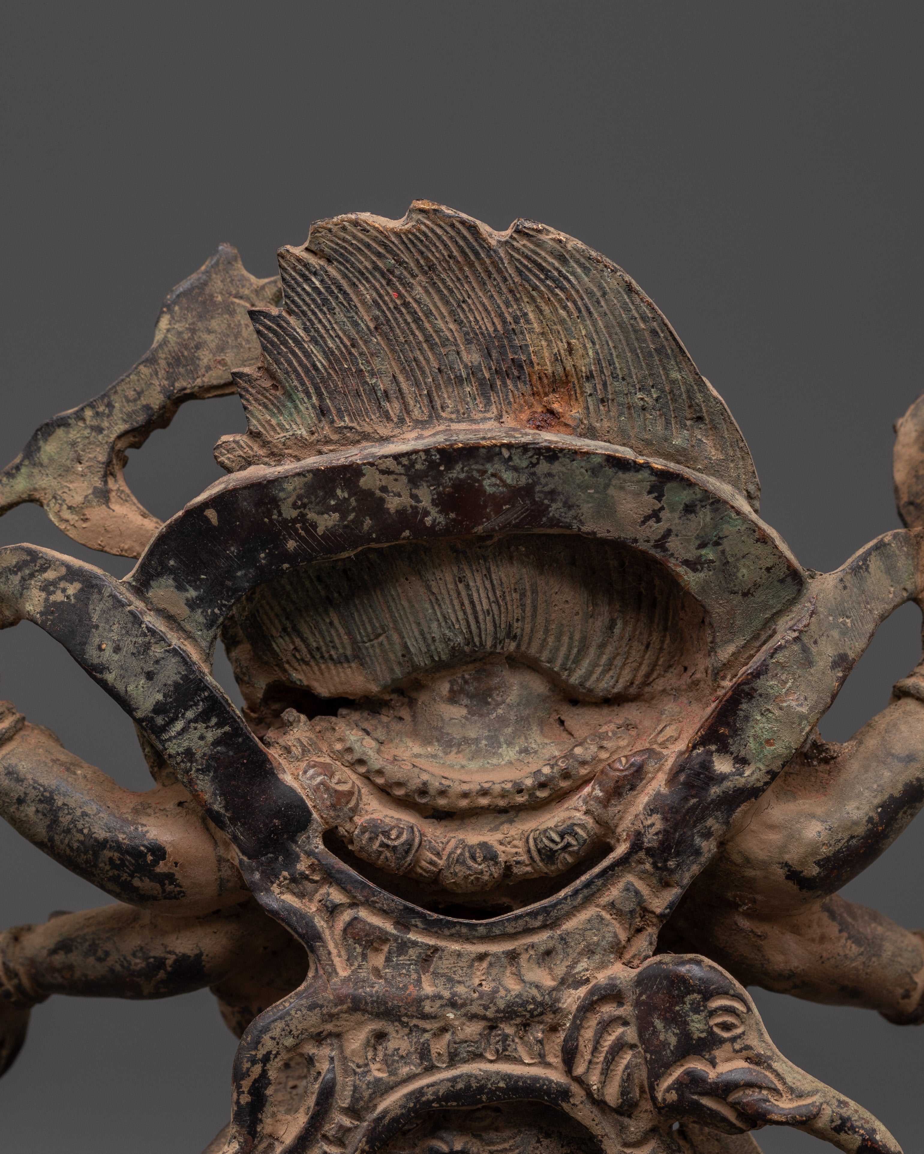 Divine Dharma Protector Six Armed Mahakala Statue | Tibetan Buddhist Guardian Deity