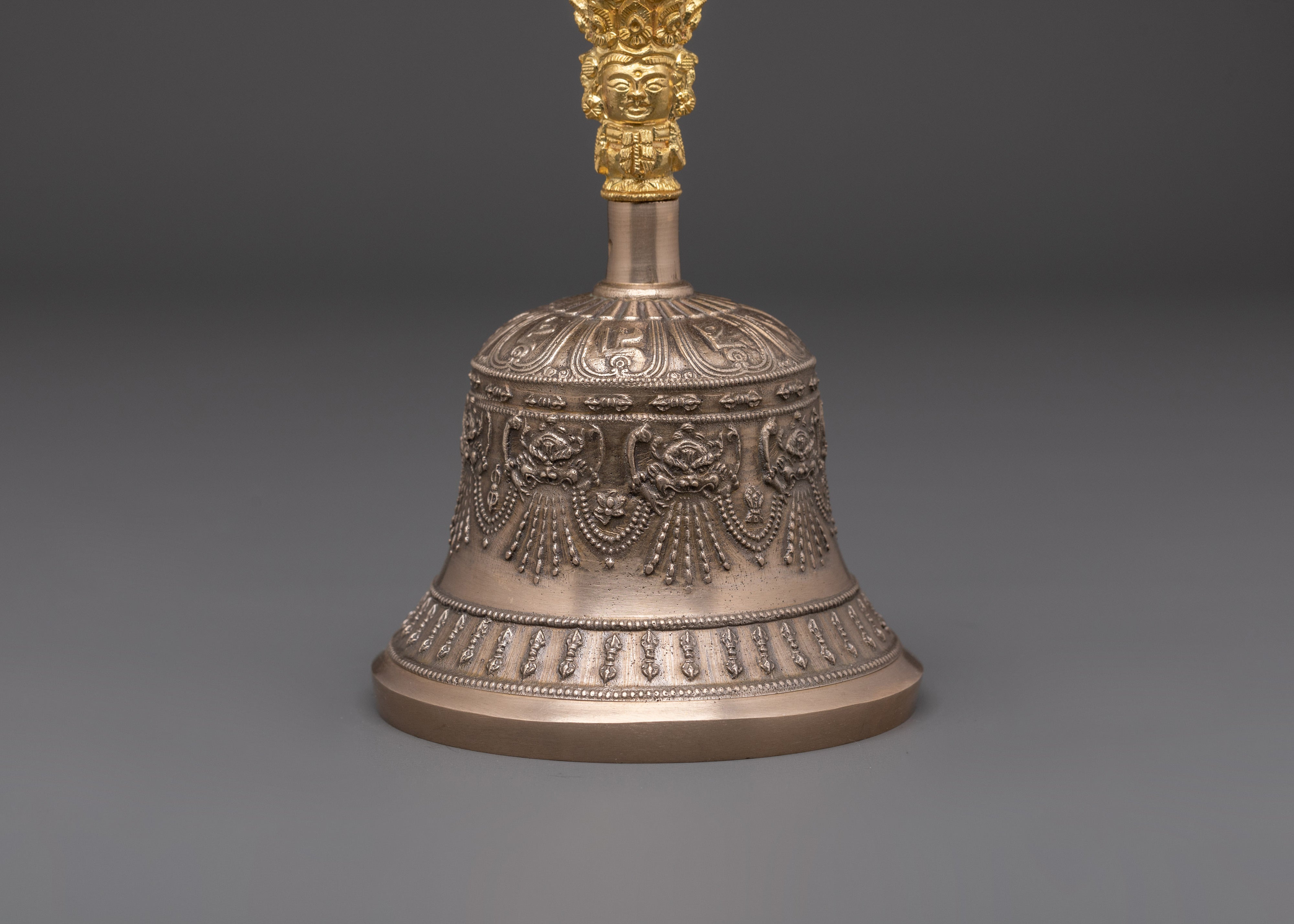 Handmade Tibetan Bell and Vajra Set | Brass & Bronze Meditation Ritual Tools