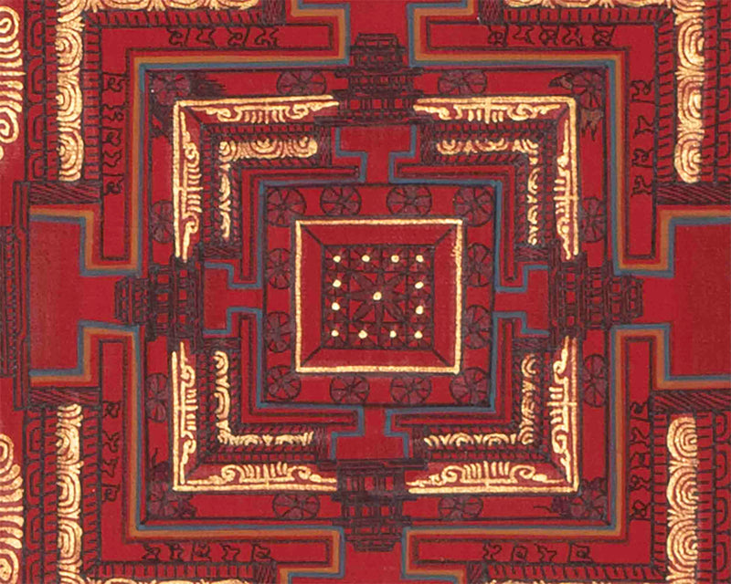 Kalachakra Mandala With A Red Background | Tibetan Wall Decoration