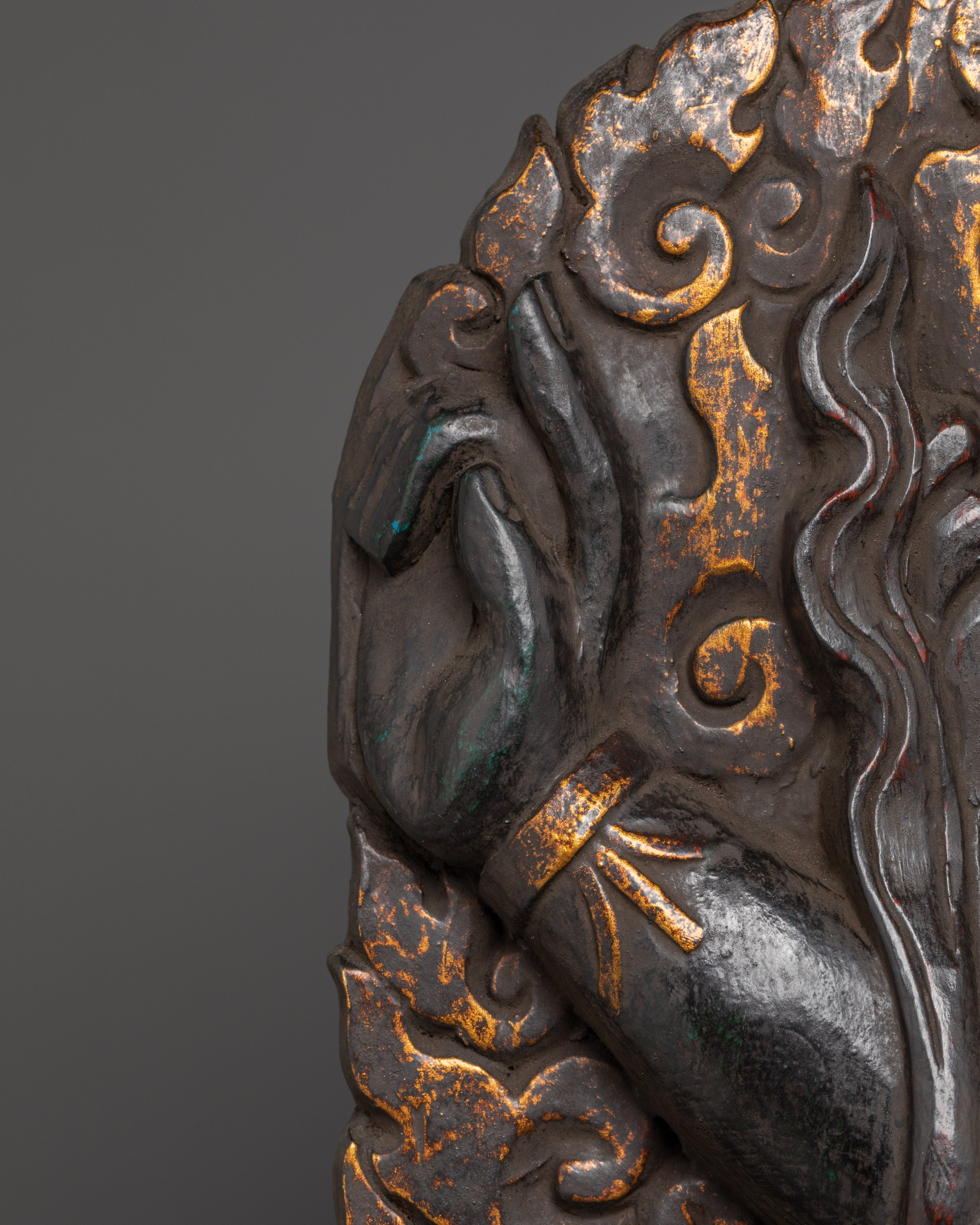 Protector Deity Sakya Mahakala Sculpture | Brass Buddhist Statue for Spiritual Protection
