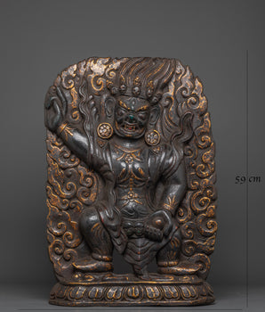Protector Deity Sakya Mahakala Sculpture | Brass Buddhist Statue for Spiritual Protection