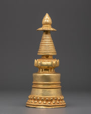 Sacred Tibetan Buddhist Stupa | Gold-Plated Copper Spiritual Symbol