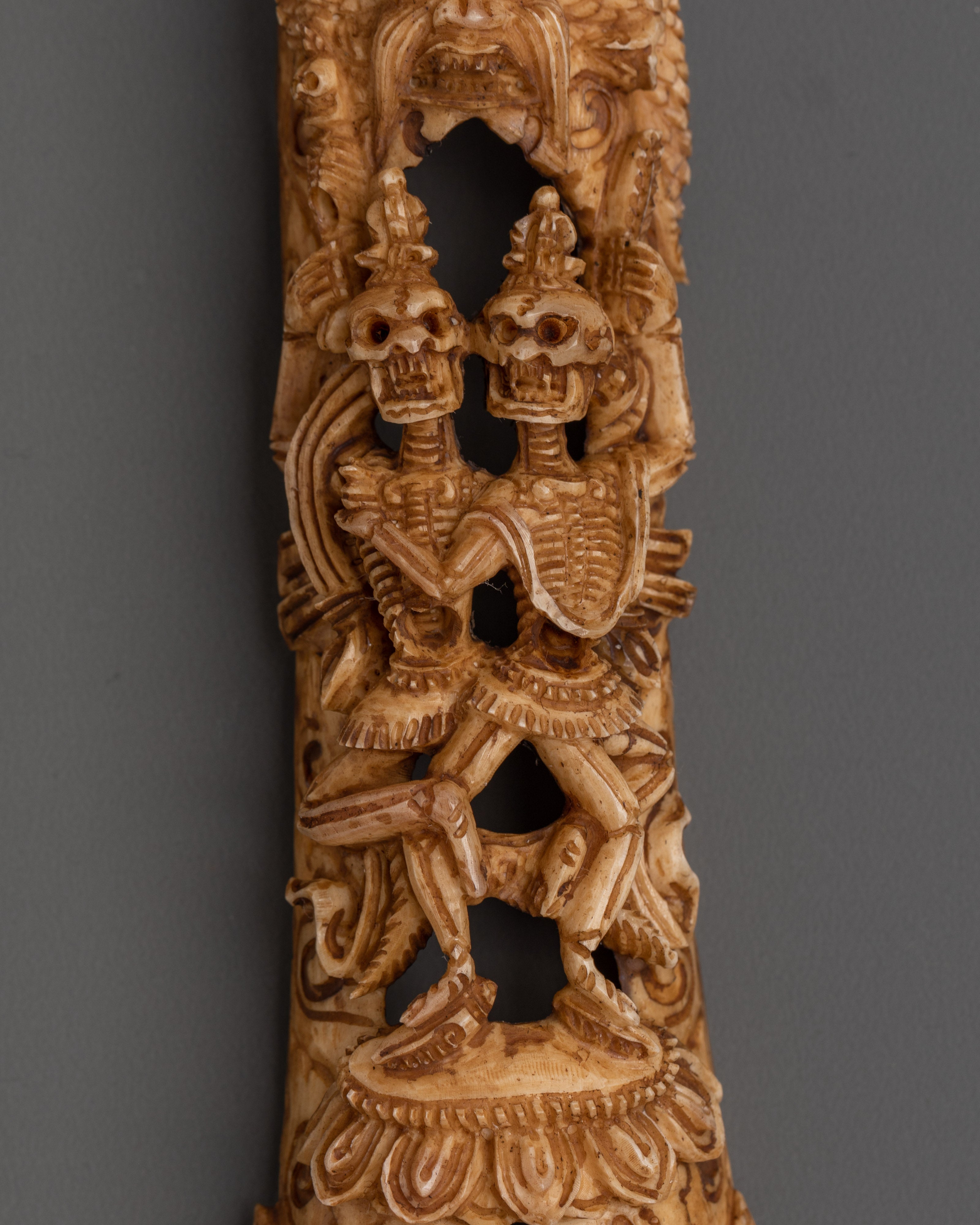 Bone Craving of Skelaton Deity Chitipati | Tibetan Tantric Artwork