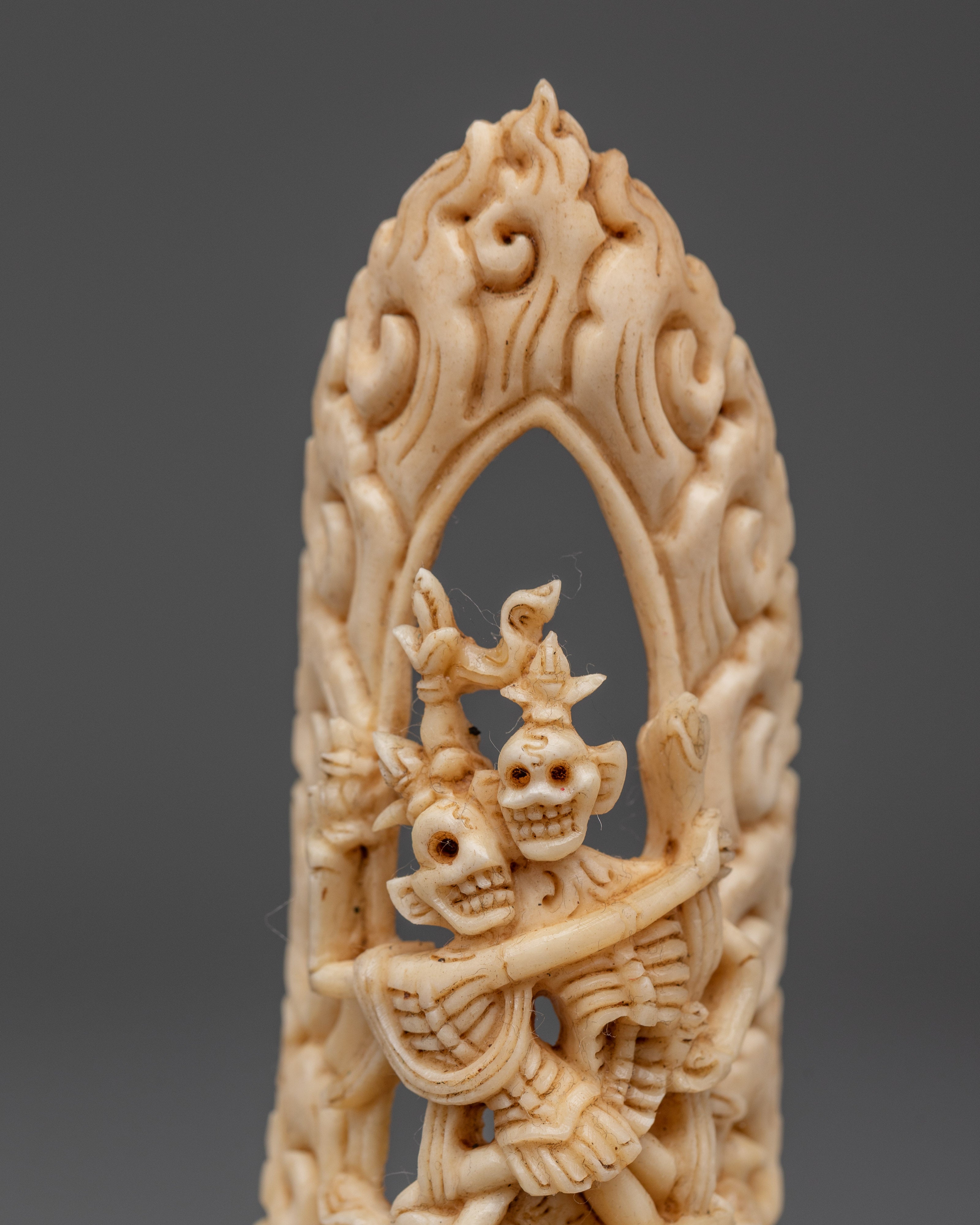 Guardian Deity Chitipati Bone Craving | Tibetan Buddhist Ritual Sculpture
