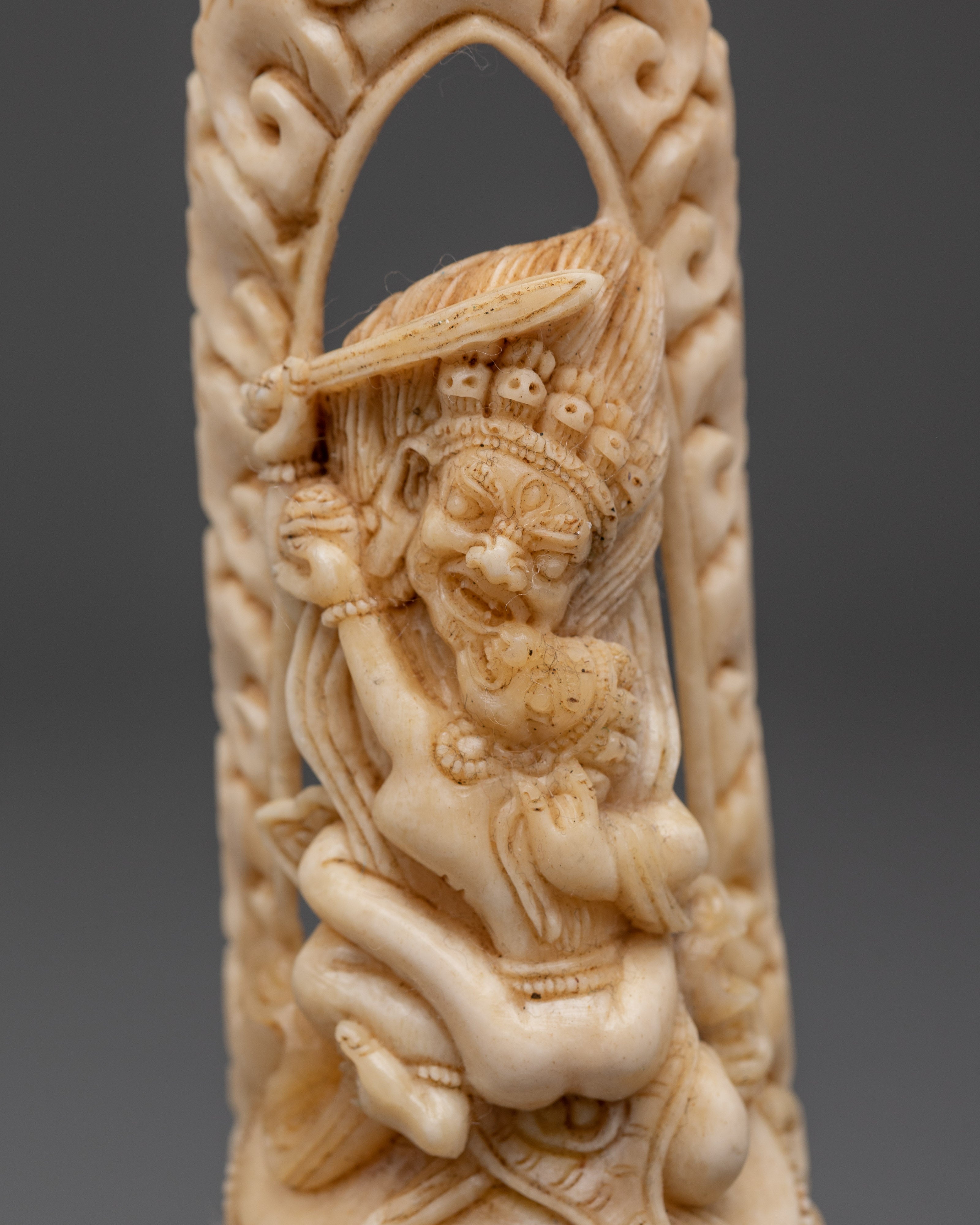 Buddhist Deity Achala Bone Craving | Tibetan Ritual Sculpture