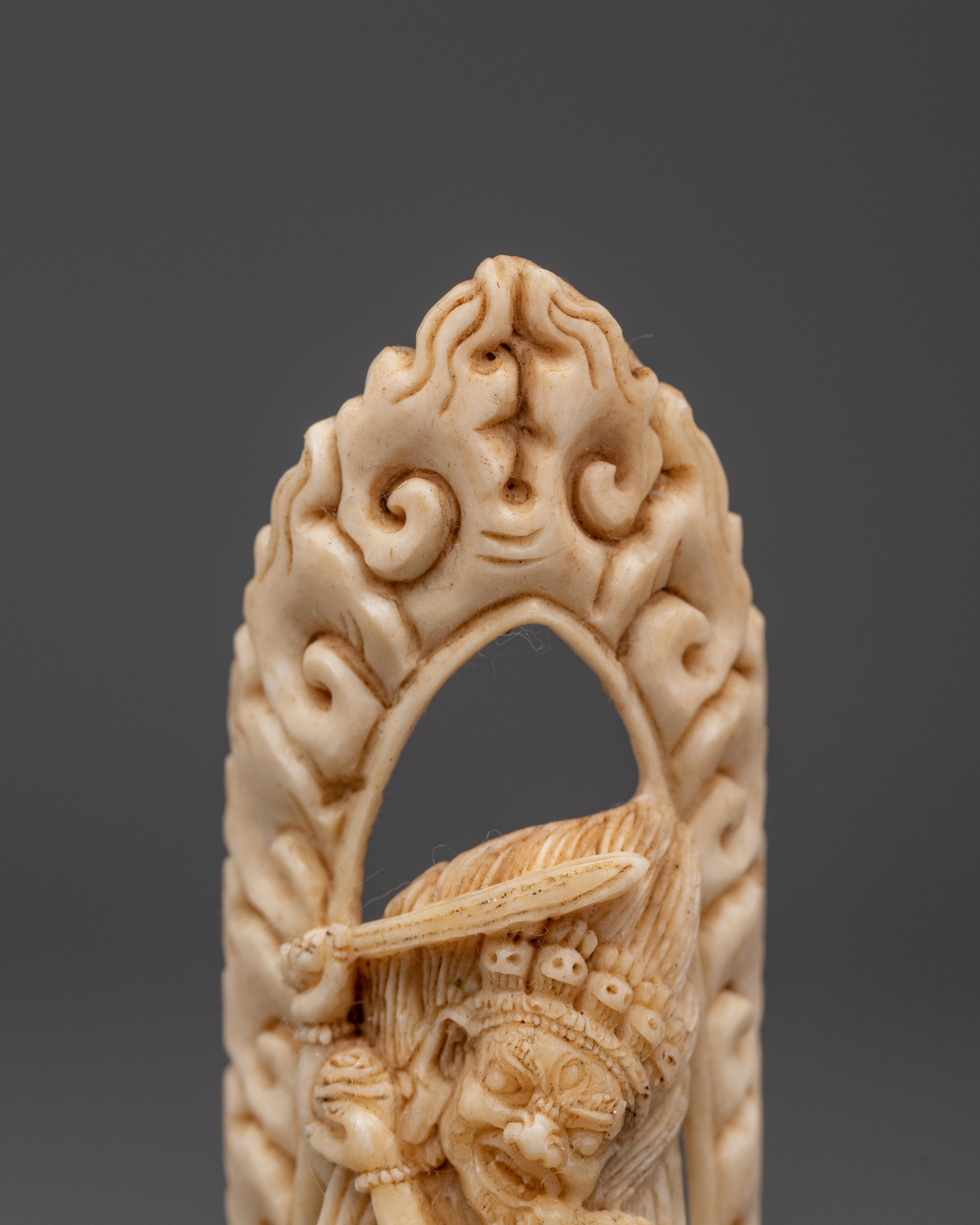 Buddhist Deity Achala Bone Craving | Tibetan Ritual Sculpture