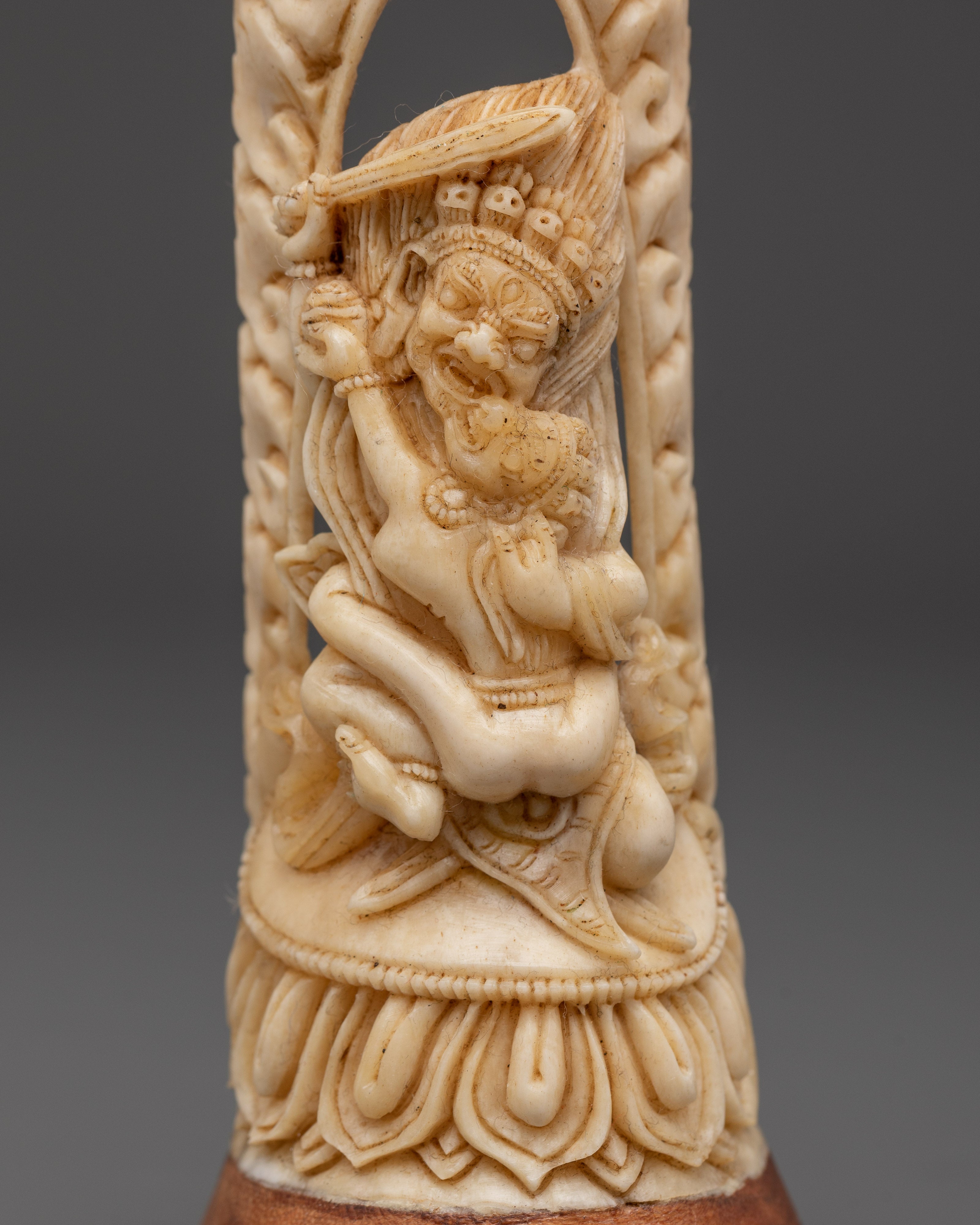 Buddhist Deity Achala Bone Craving | Tibetan Ritual Sculpture
