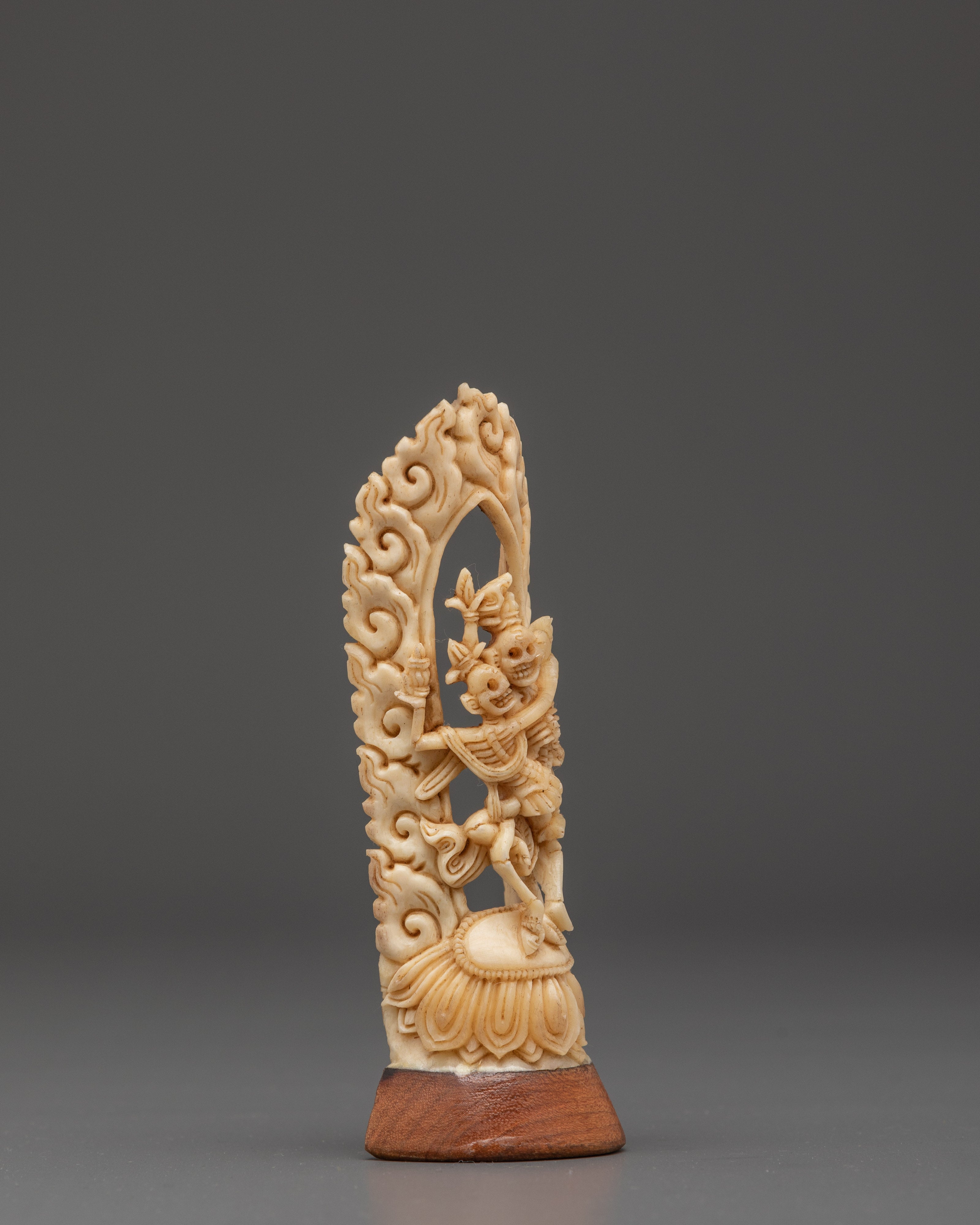 Tibetan Bone Carving of Chitipati | Buddhist Skeleton Deity Sculpture