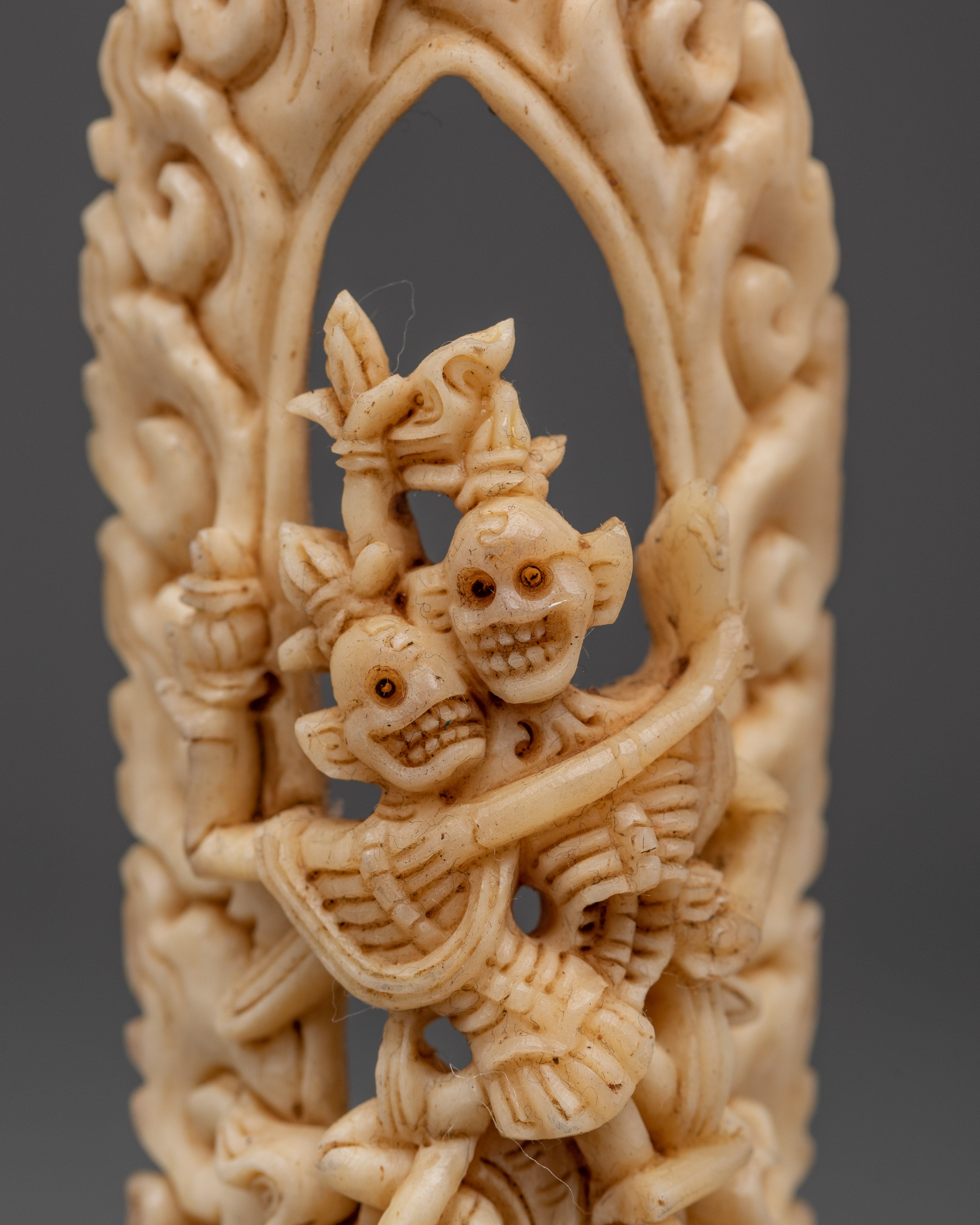Tibetan Bone Carving of Chitipati | Buddhist Skeleton Deity Sculpture