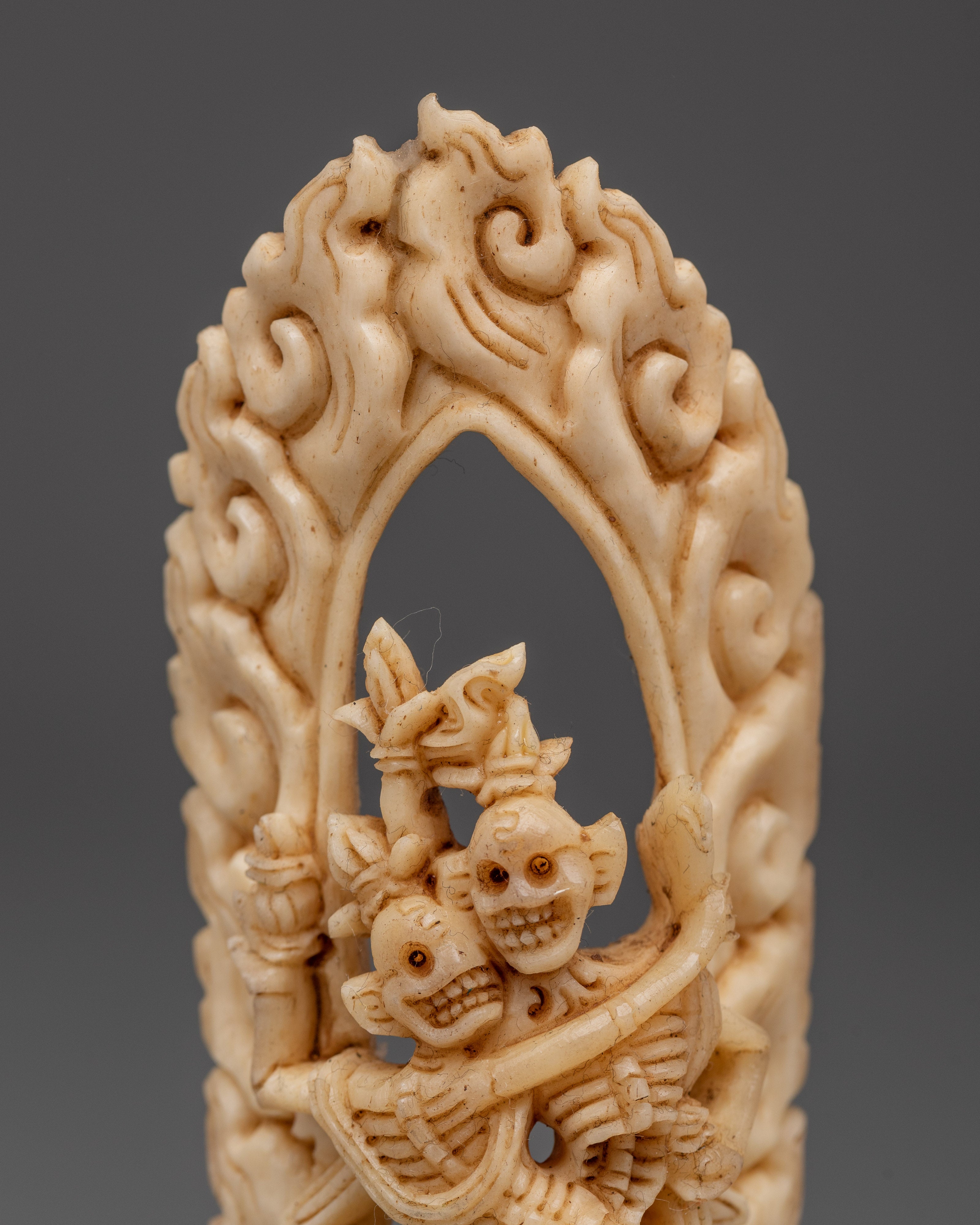 Tibetan Bone Carving of Chitipati | Buddhist Skeleton Deity Sculpture