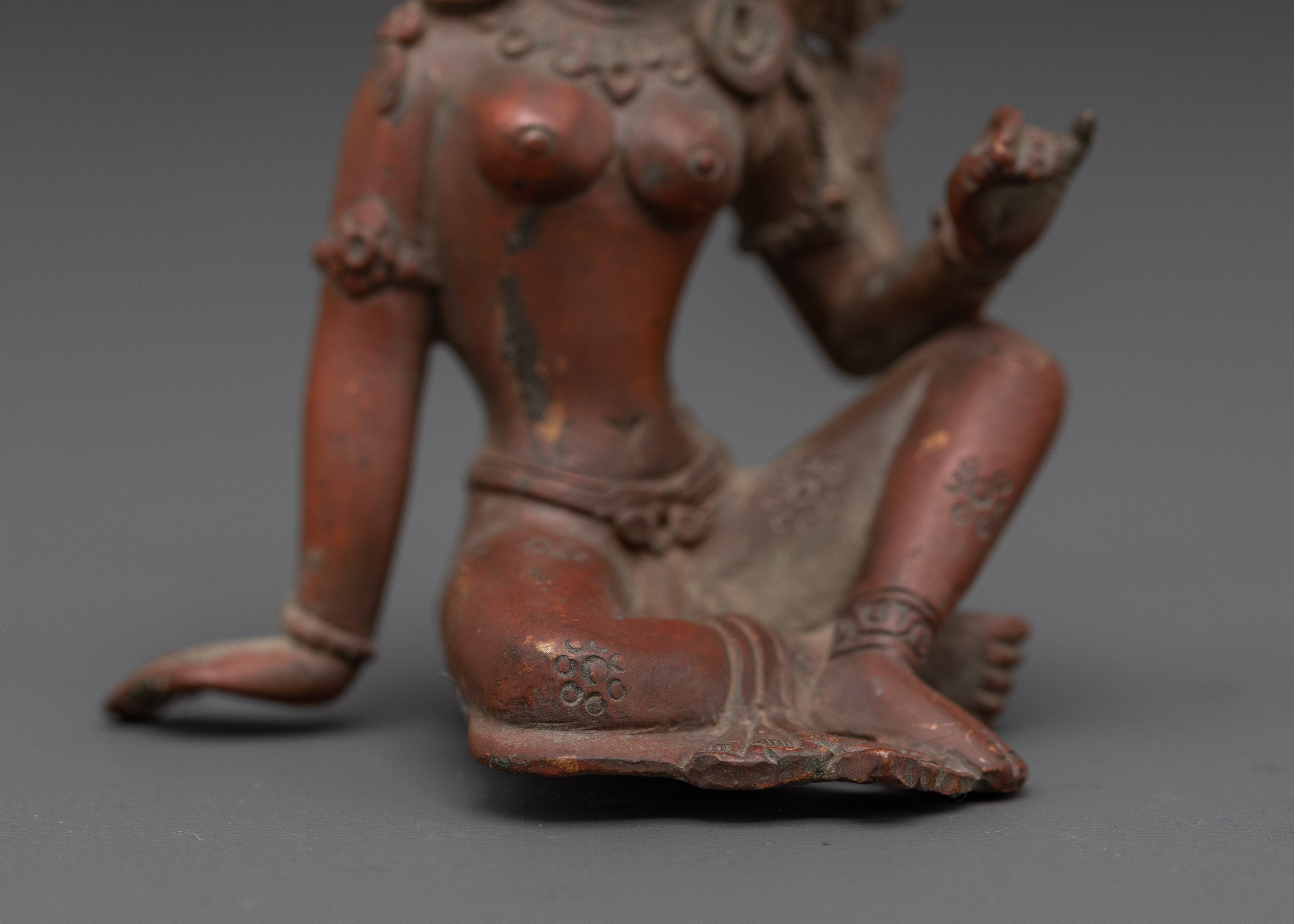 Compassionate Protector Green Tara | Tibetan Buddhist Oxidized Copper Statue