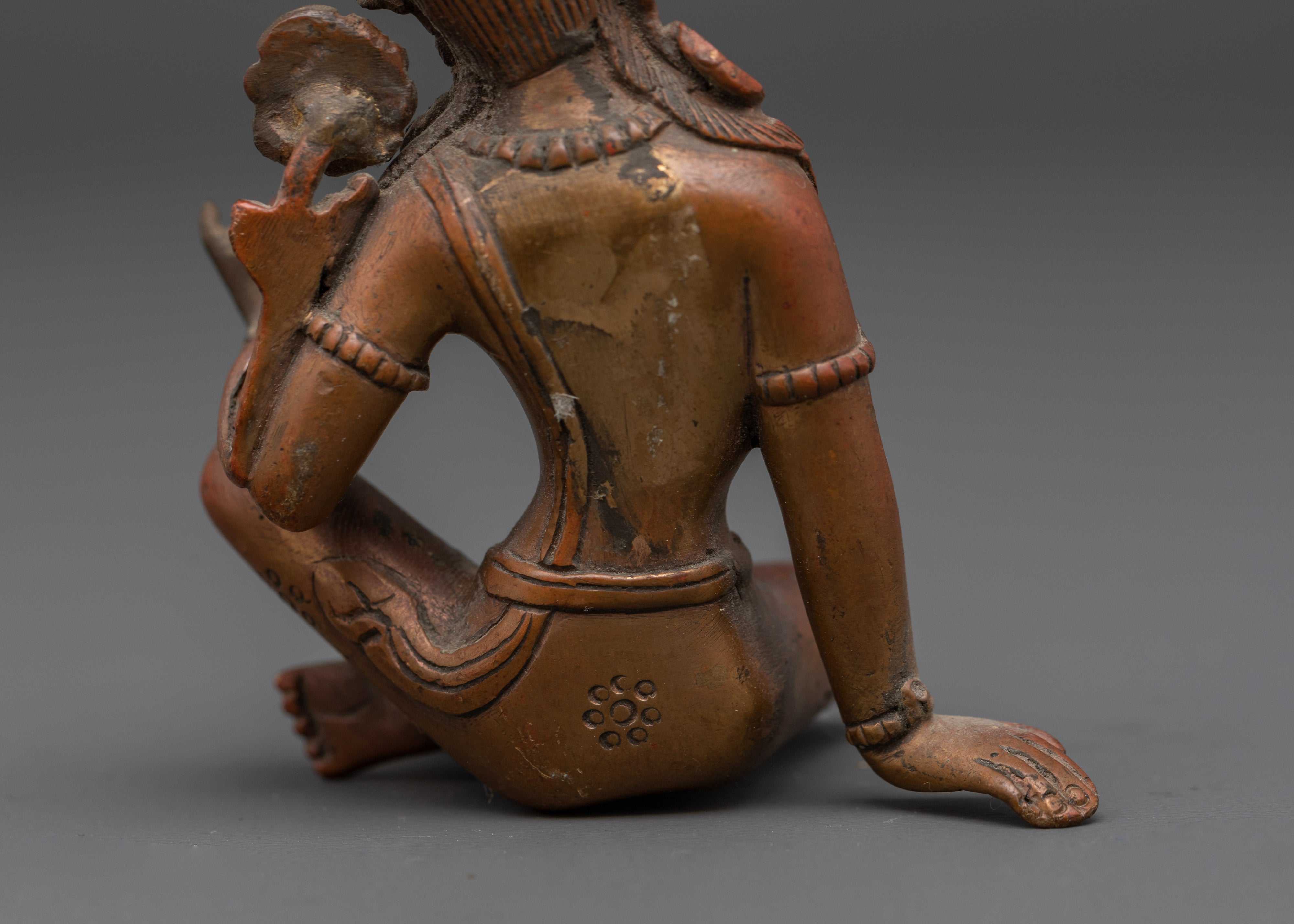 Compassionate Protector Green Tara | Tibetan Buddhist Oxidized Copper Statue