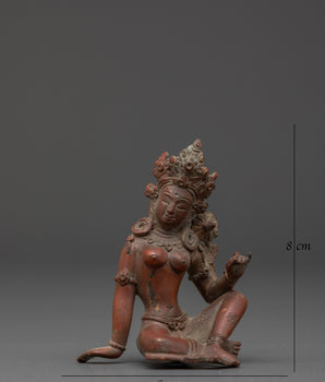 Compassionate Protector Green Tara | Tibetan Buddhist Oxidized Copper Statue