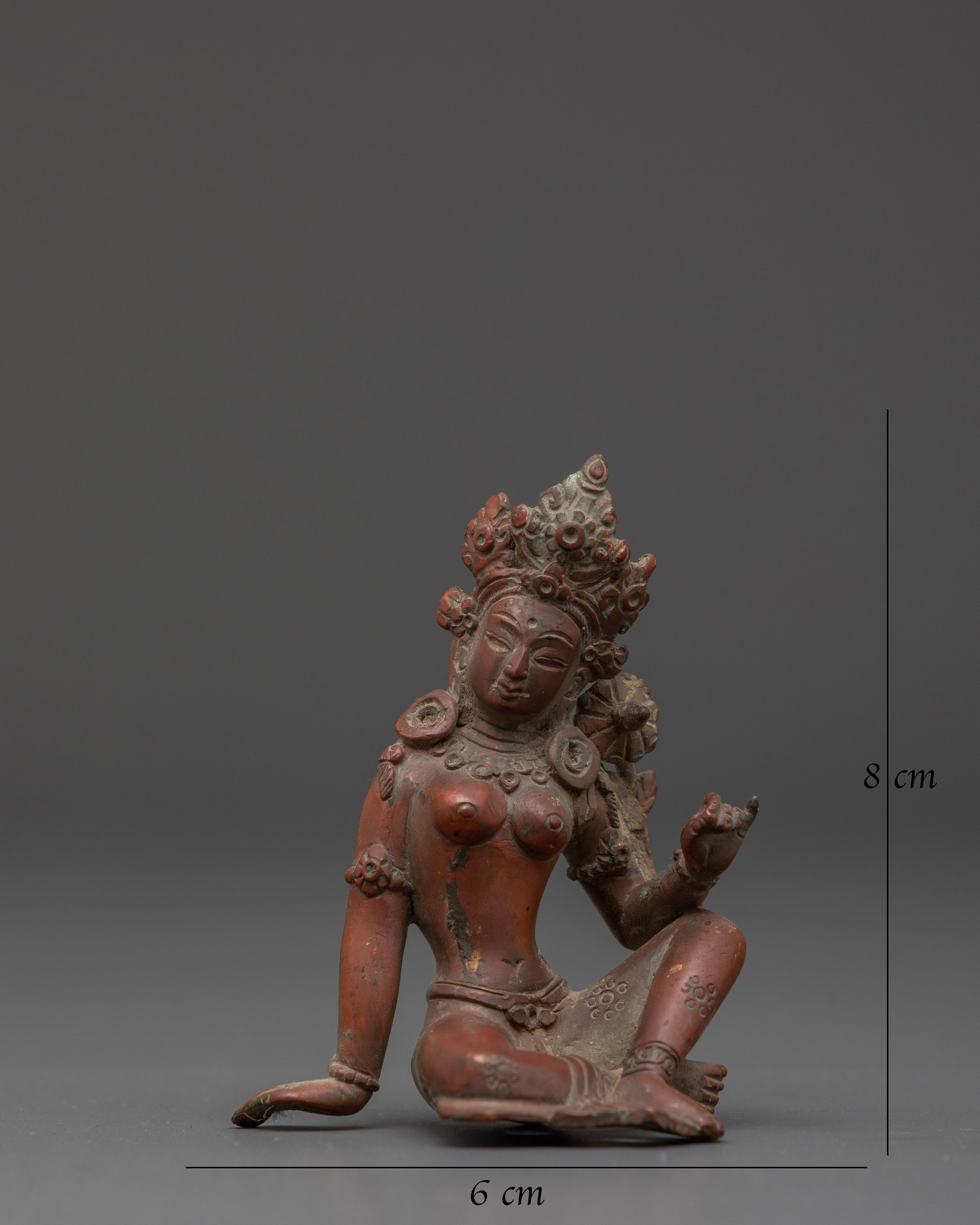 Compassionate Protector Green Tara | Tibetan Buddhist Oxidized Copper Statue