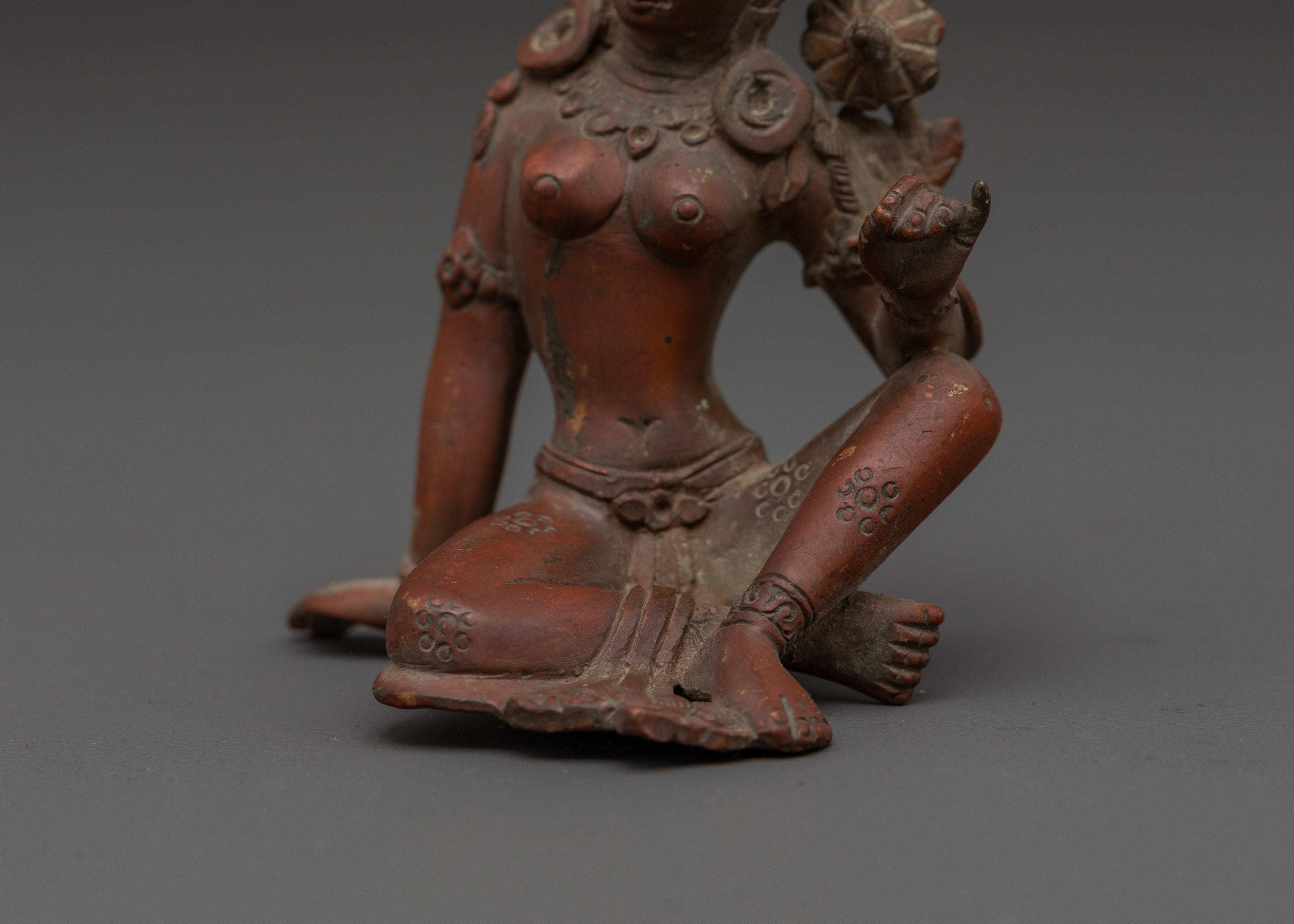 Compassionate Protector Green Tara | Tibetan Buddhist Oxidized Copper Statue