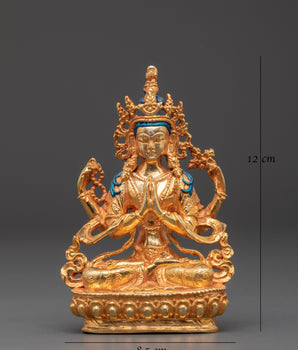 Four Armed Bodhisattva Chenrezig Statue | Tibetan Buddhist Deity of Compassion