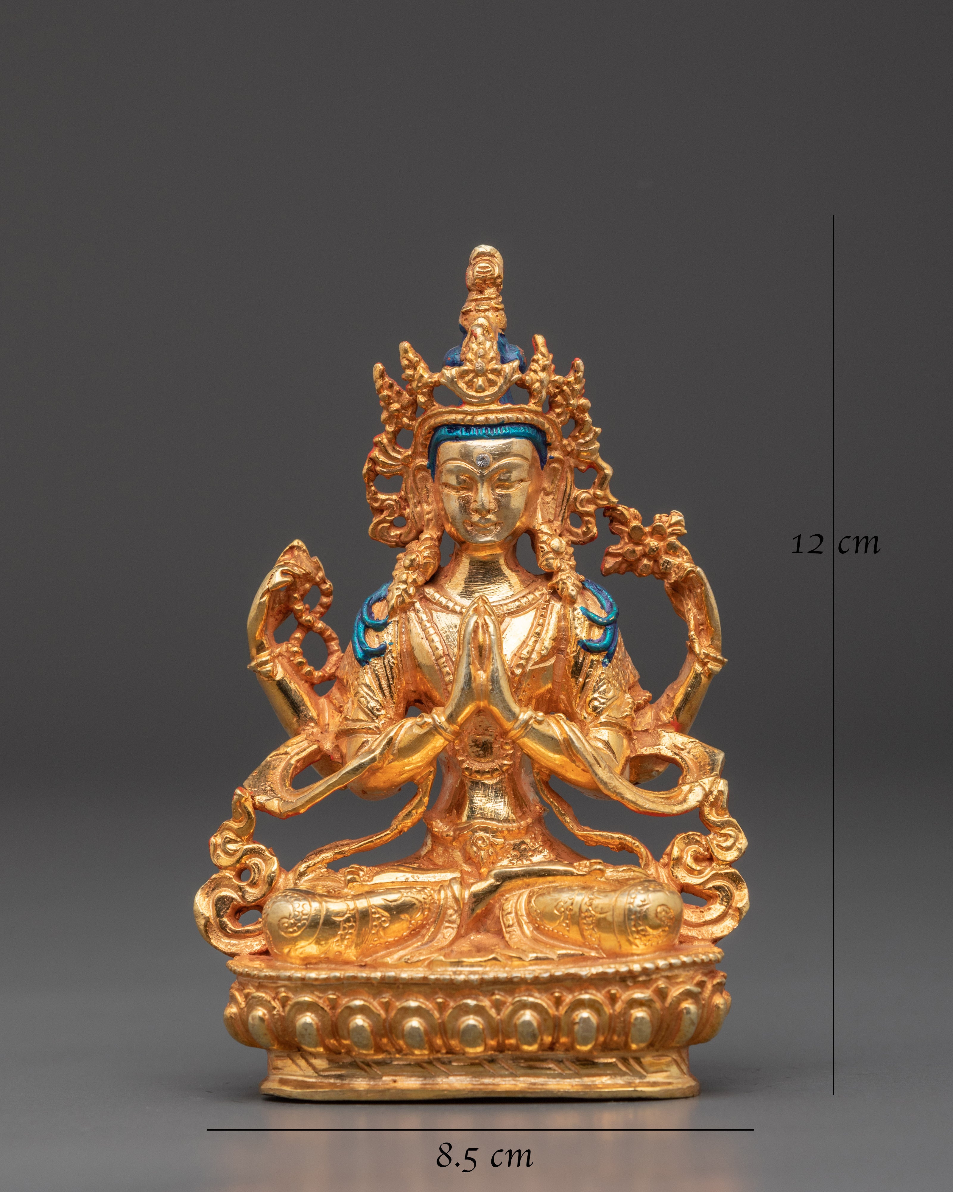 Four Armed Bodhisattva Chenrezig Statue | Tibetan Buddhist Deity of Compassion