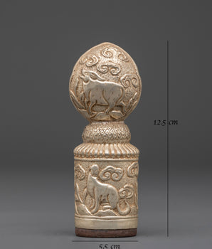 Traditional Engraved Seal | Handcrafted Silver-Plated Copper Artifact