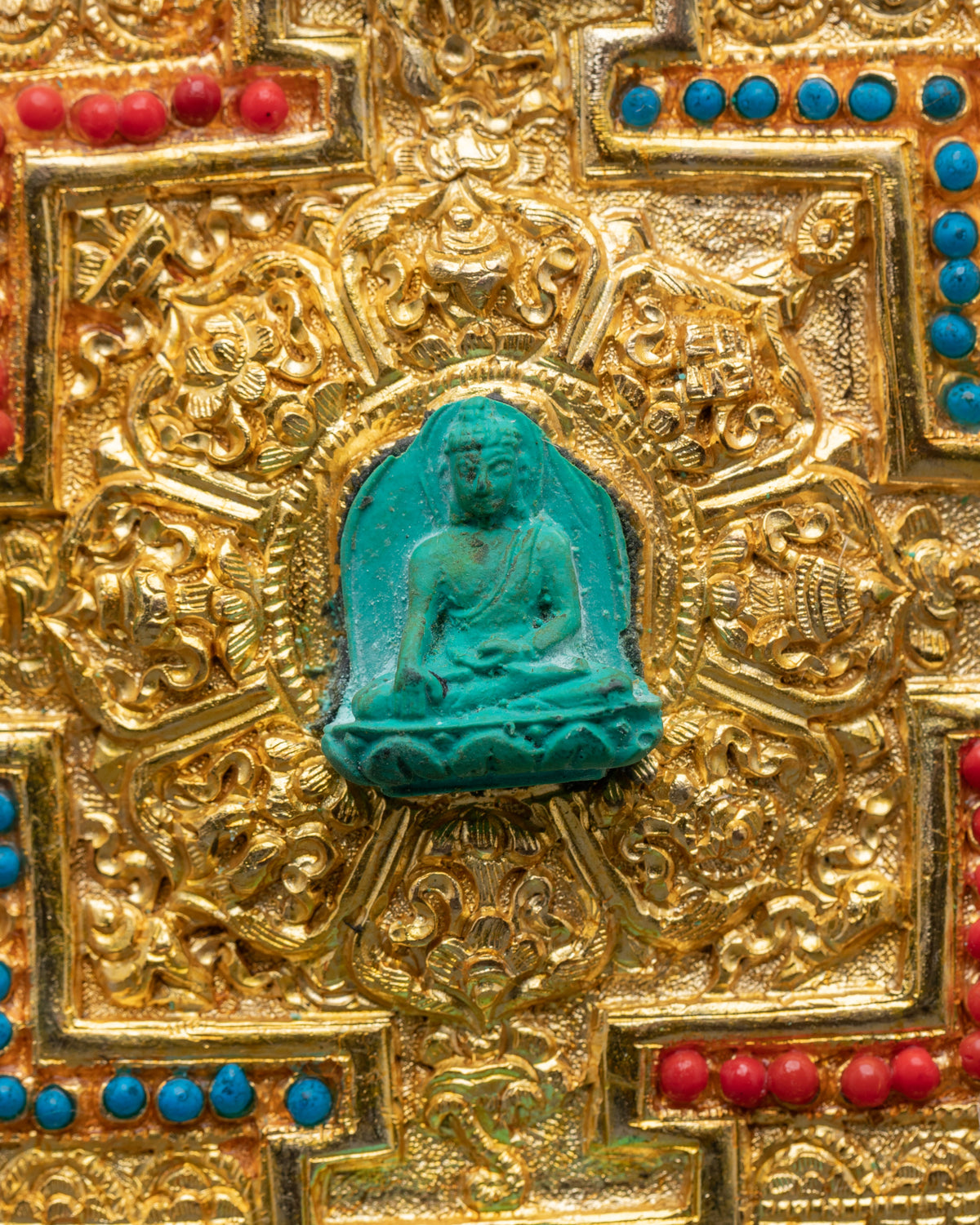 Gold Plated Five Dhyani Buddhas Mandala | Pancha Buddhas Spiritual Decor