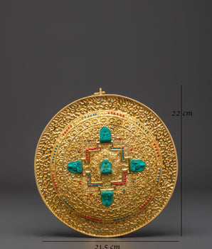 Gold Plated Five Dhyani Buddhas Mandala | Pancha Buddhas Spiritual Decor