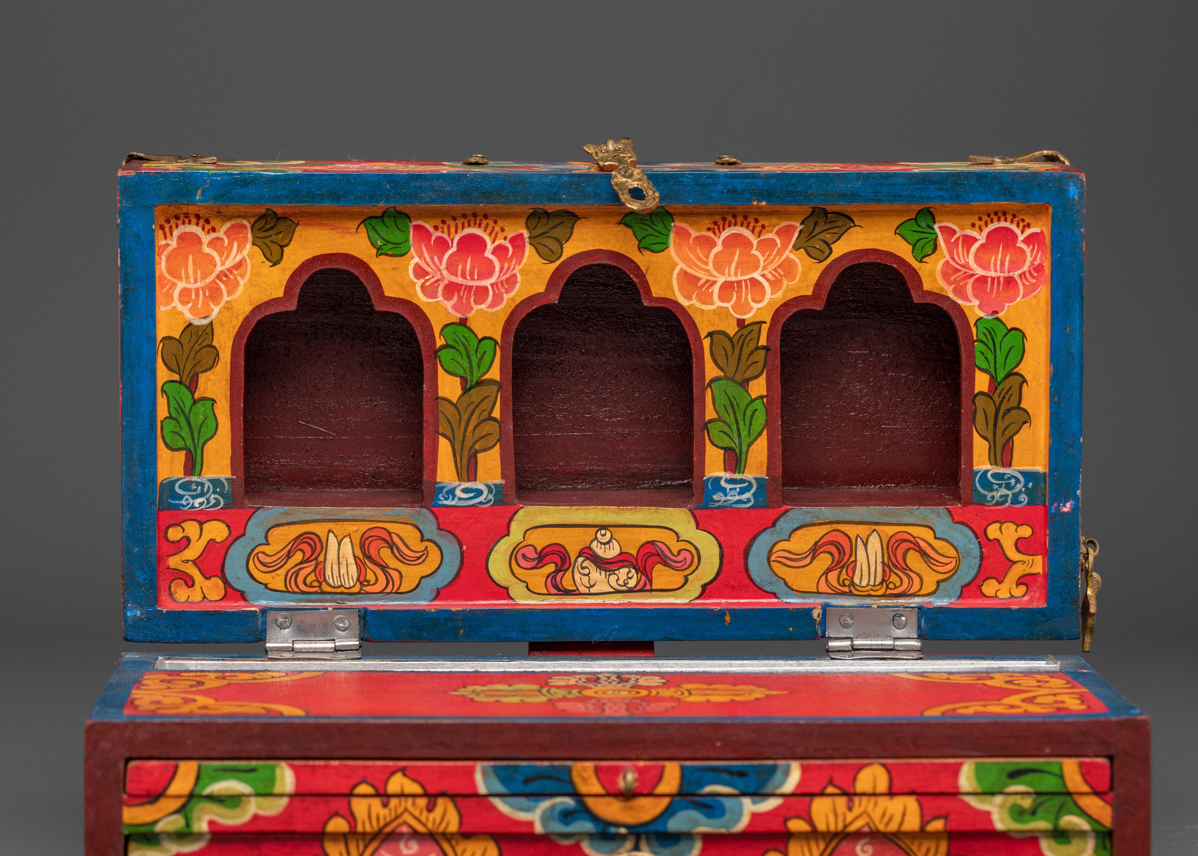 Tibetan Treasure Box with Buddha Statue | Handcrafted Spiritual Gift