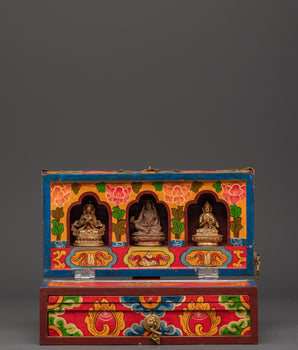 Tibetan Treasure Box with Buddha Statue | Handcrafted Spiritual Gift