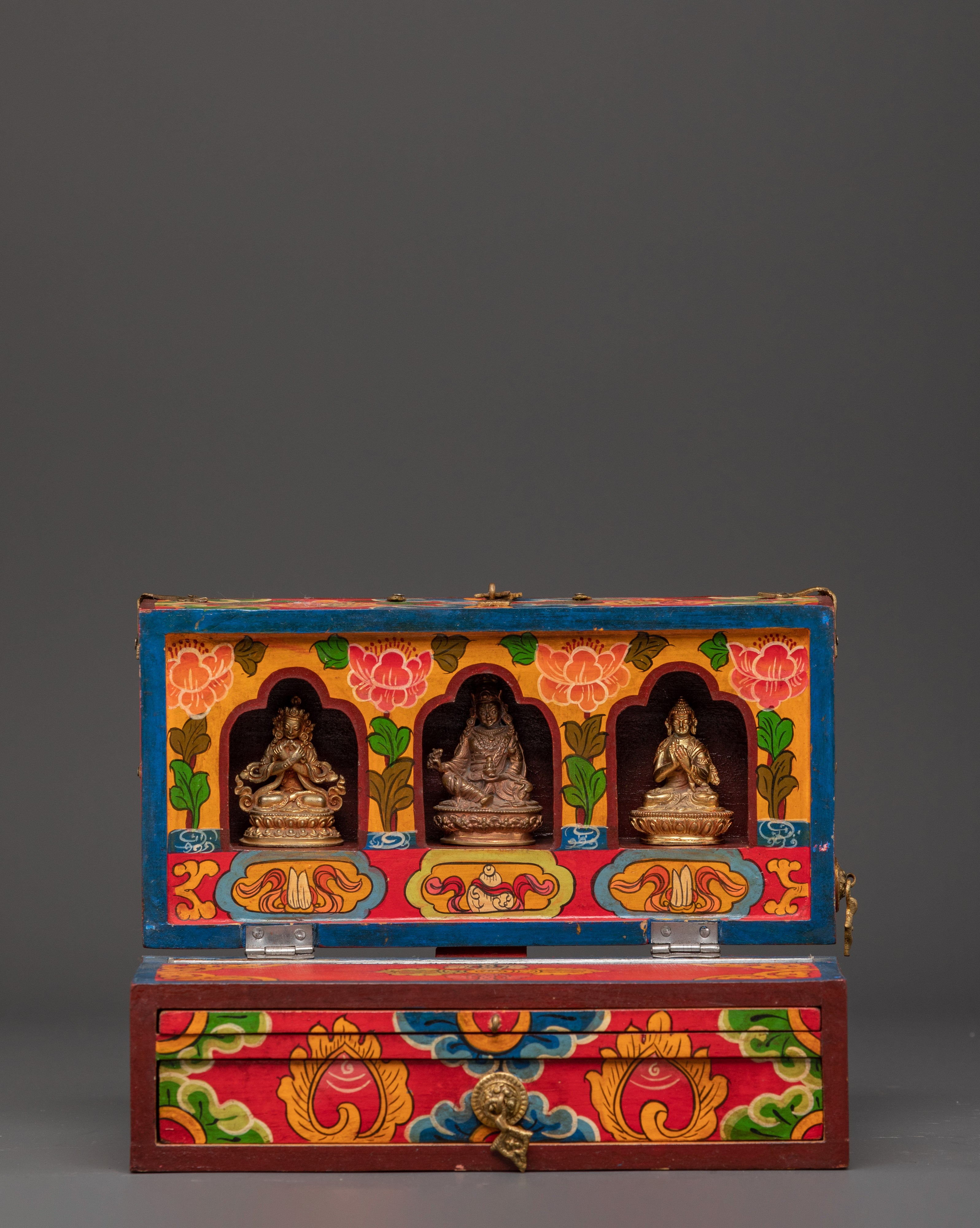 Tibetan Treasure Box with Buddha Statue | Handcrafted Spiritual Gift