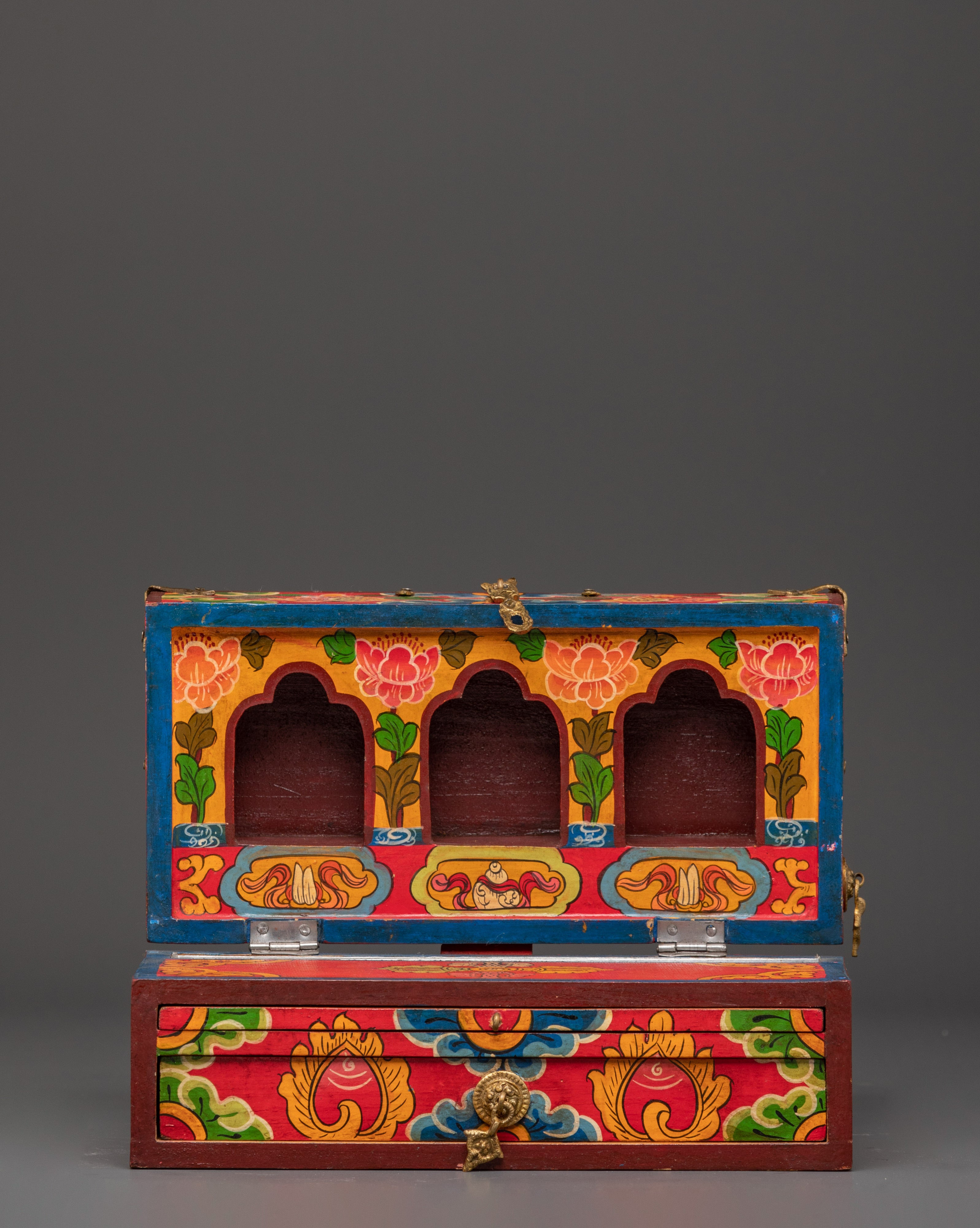 Tibetan Treasure Box with Buddha Statue | Handcrafted Spiritual Gift