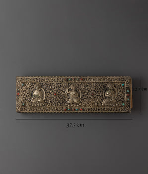 Silver Plated Book with Coral Inlay