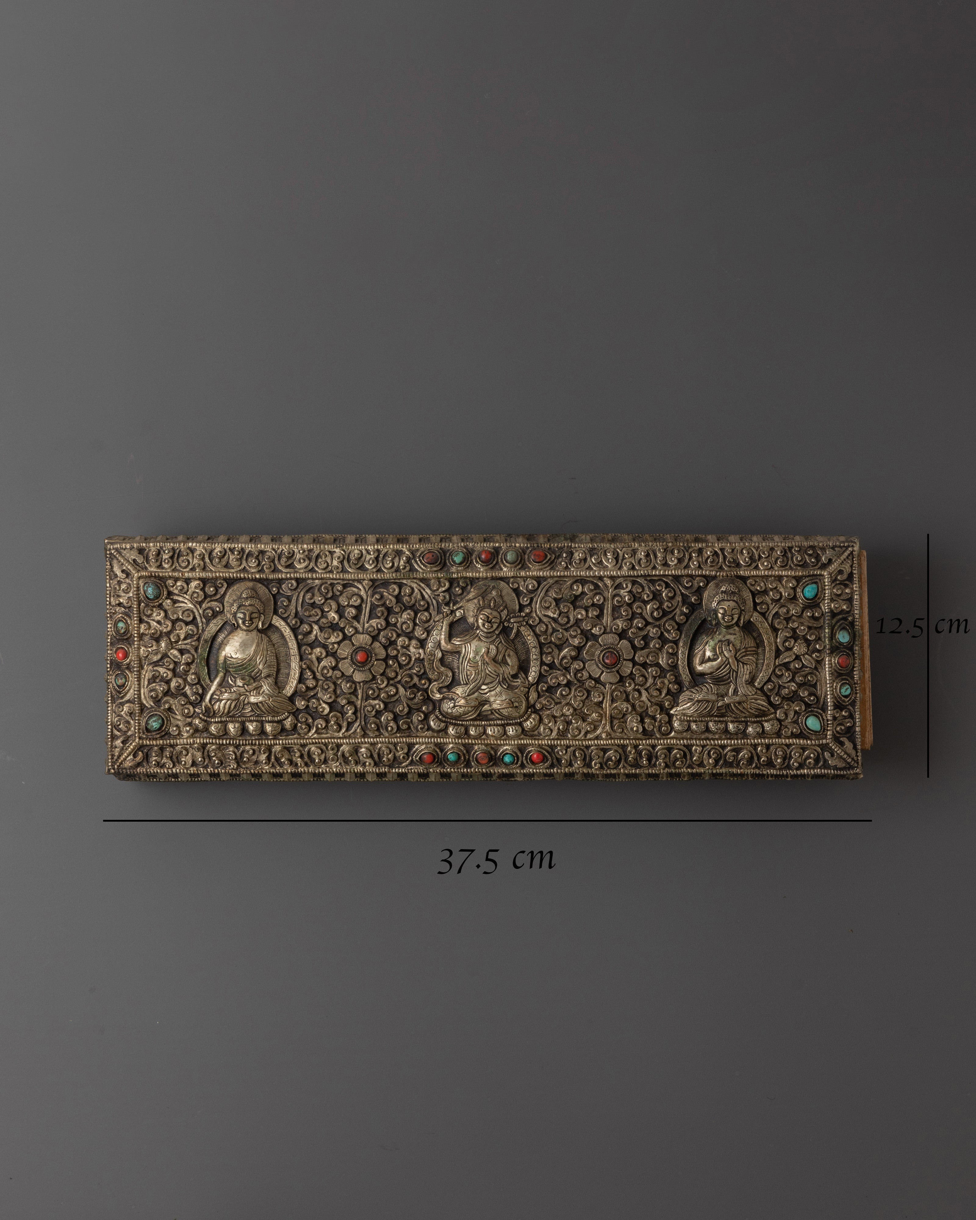 Silver Plated Book with Coral Inlay