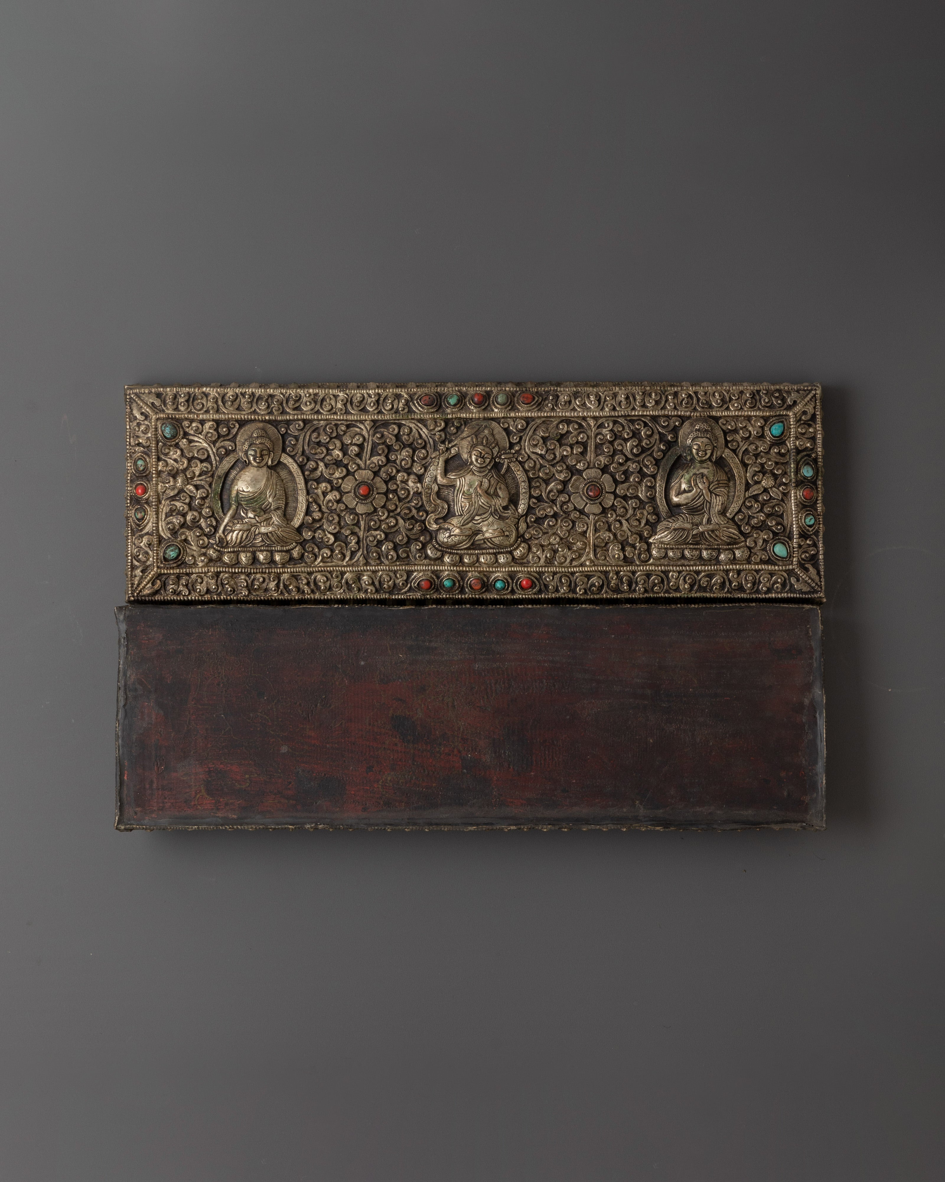 Silver Plated Book with Coral Inlay