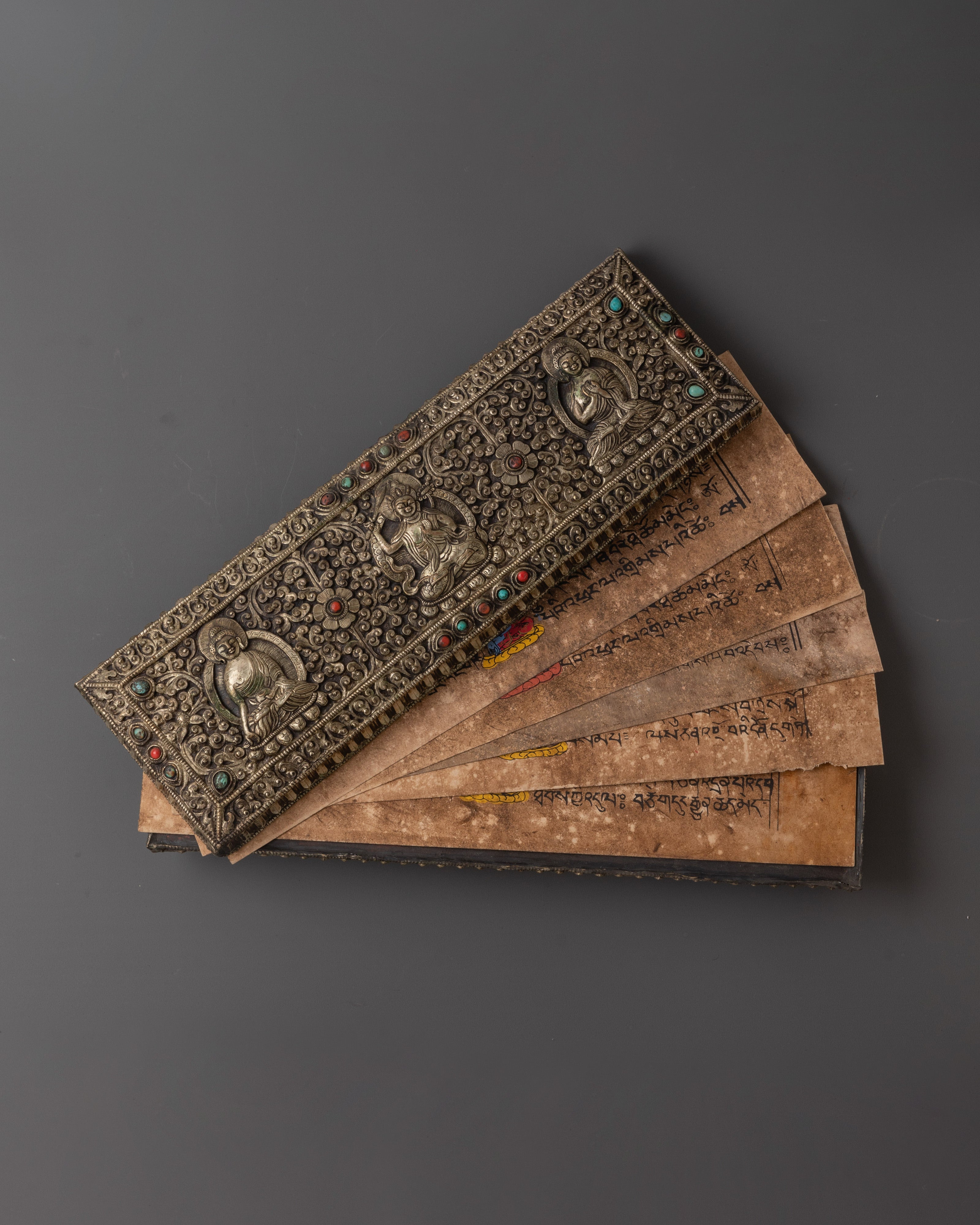 Silver Plated Book with Coral Inlay