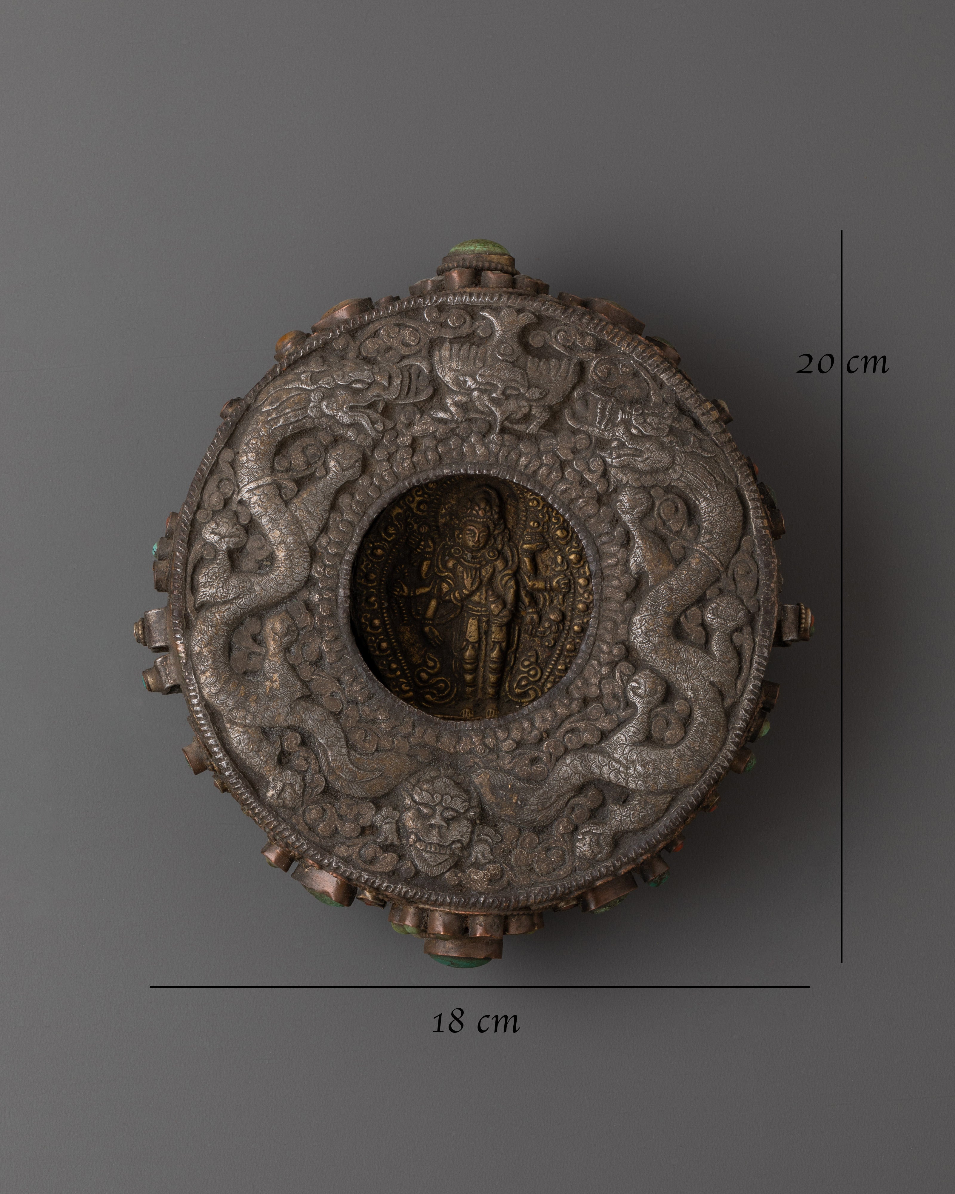 Silver and Brass Ghau Box | Lokeshwor Prayer Box