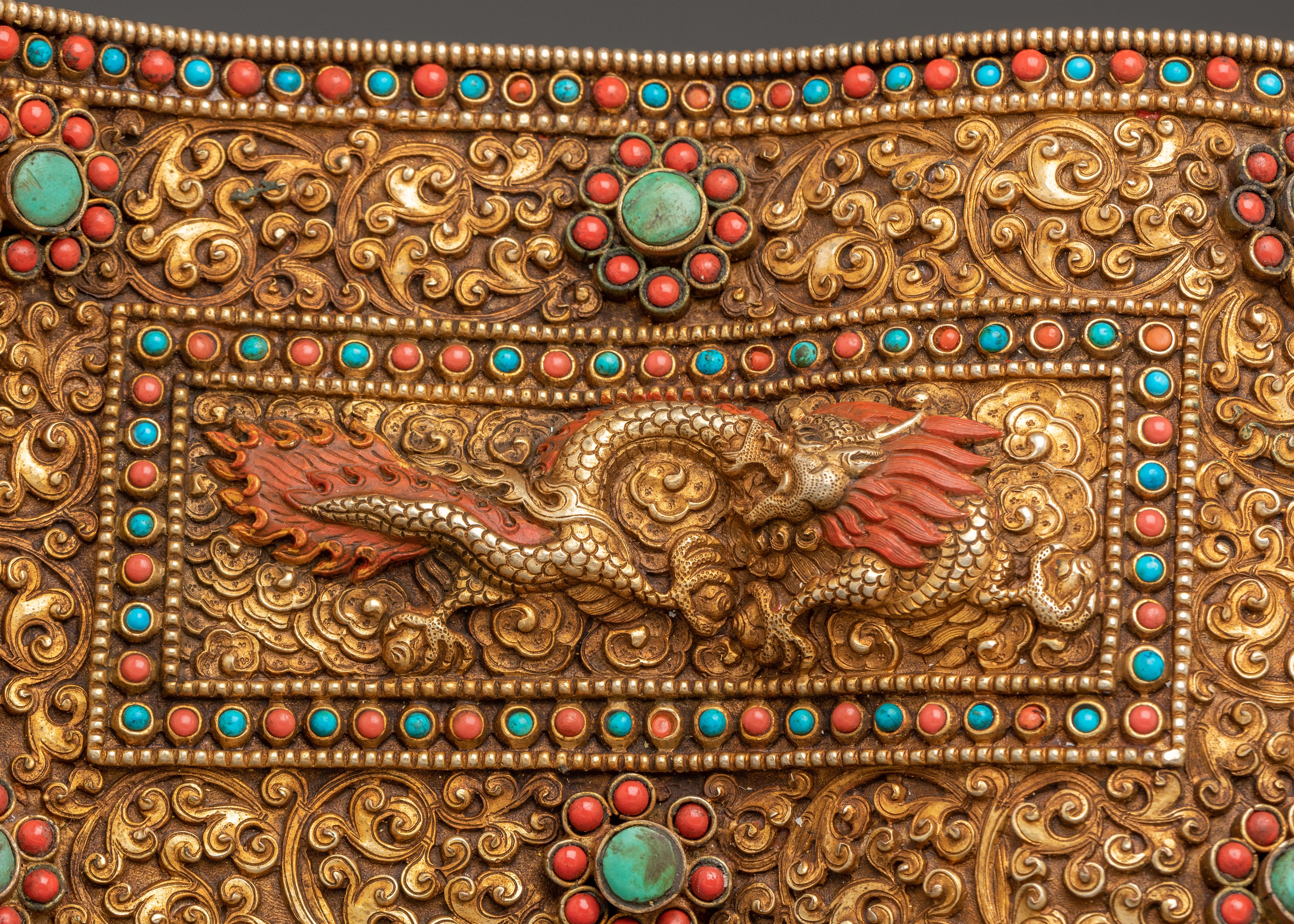 Handmade Tibetan Buddhist Conch Shell | Gold Plated Ceremonial Sankha Horn