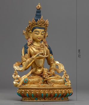 Gold Gilded Practice Statue Of Mantra Vajrasattva | Tibetan Art Plated with Gold