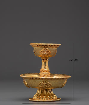 Handcrafted Tibetan Serkyem Set | Sacred Offering Vessel for Altars