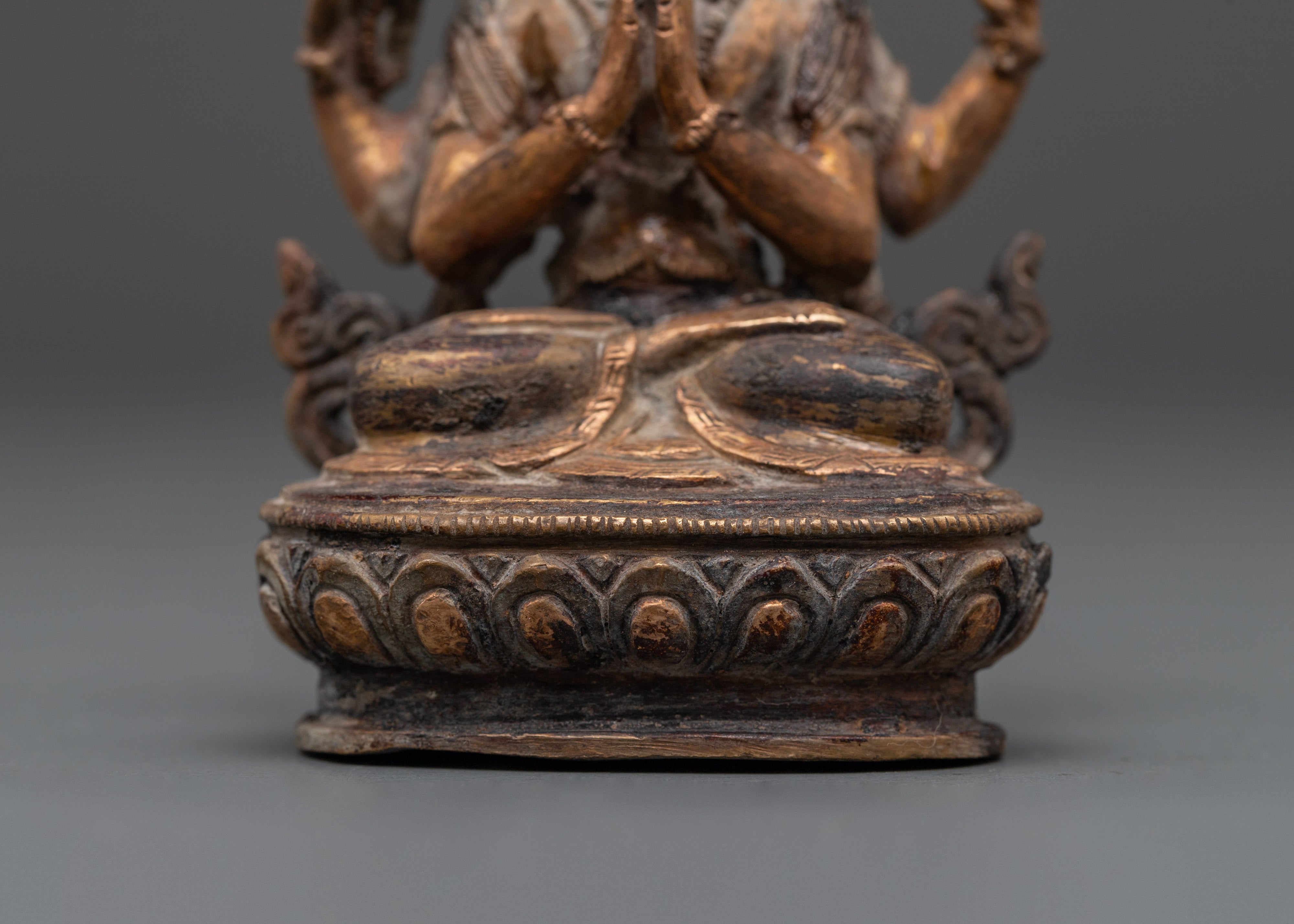 Sculpture of Four Armed Chenrezig | Symbol of Compassion & Wisdom