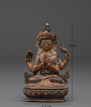 Sculpture of Four Armed Chenrezig | Symbol of Compassion & Wisdom