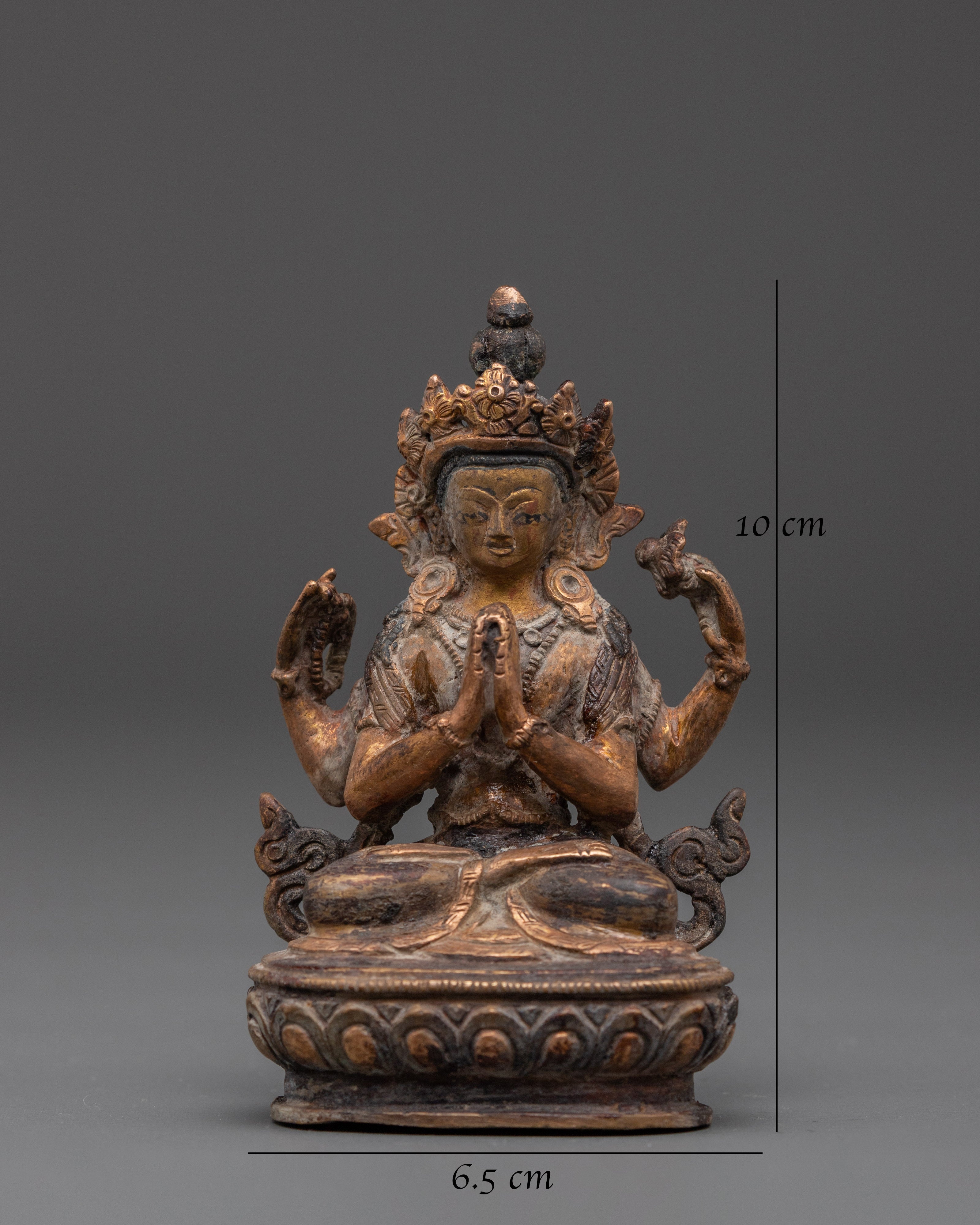 Sculpture of Four Armed Chenrezig | Symbol of Compassion & Wisdom