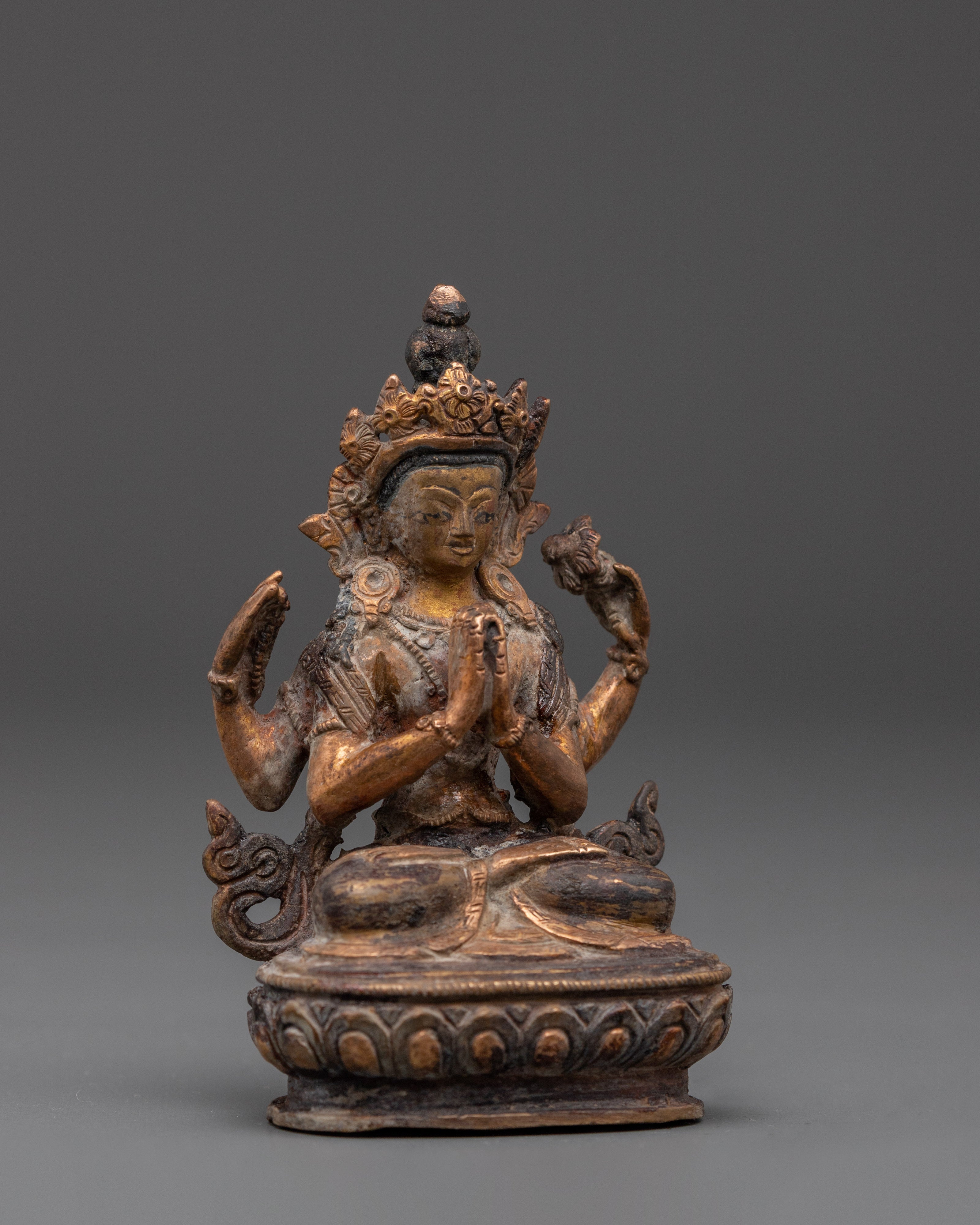 Sculpture of Four Armed Chenrezig | Symbol of Compassion & Wisdom