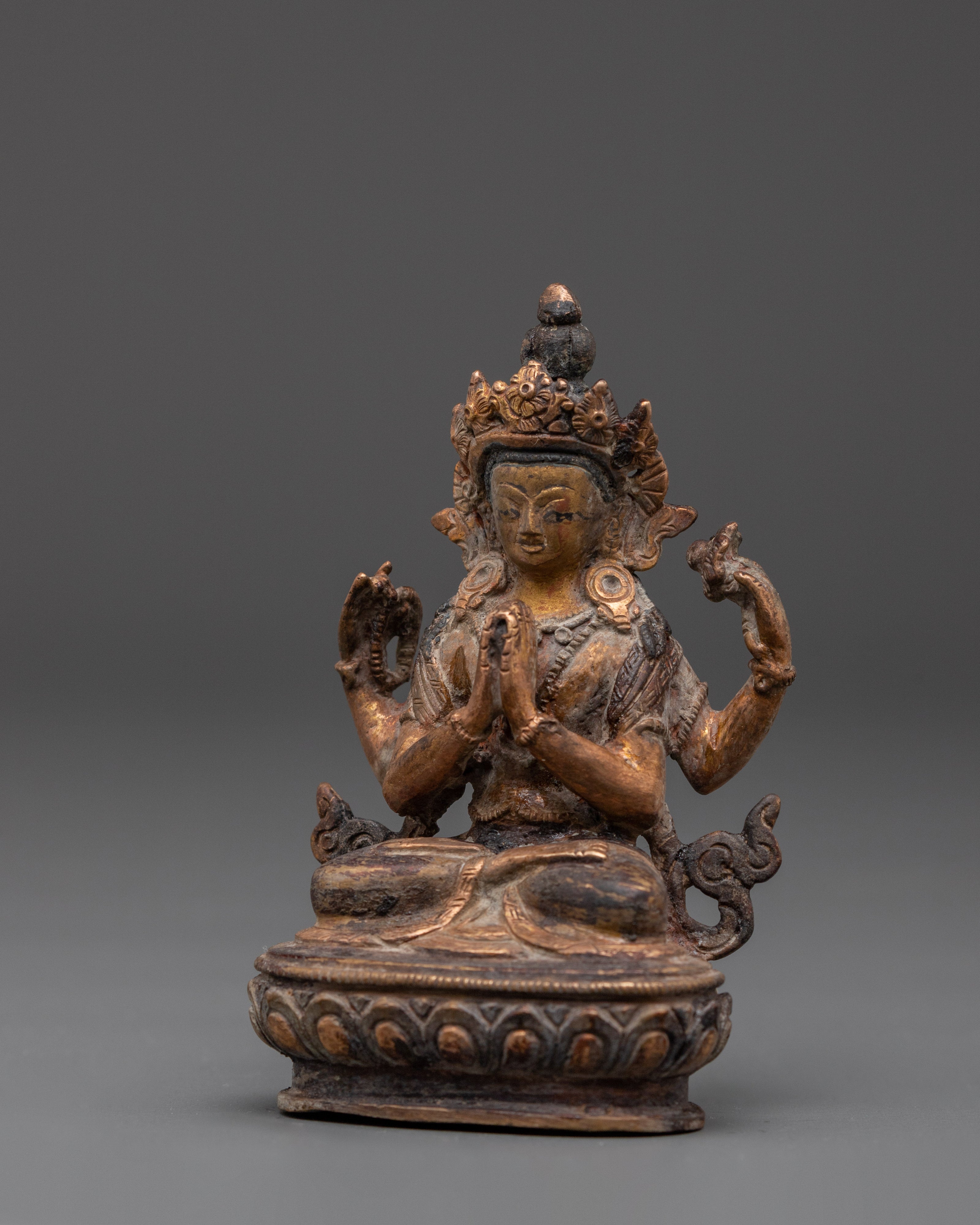 Sculpture of Four Armed Chenrezig | Symbol of Compassion & Wisdom