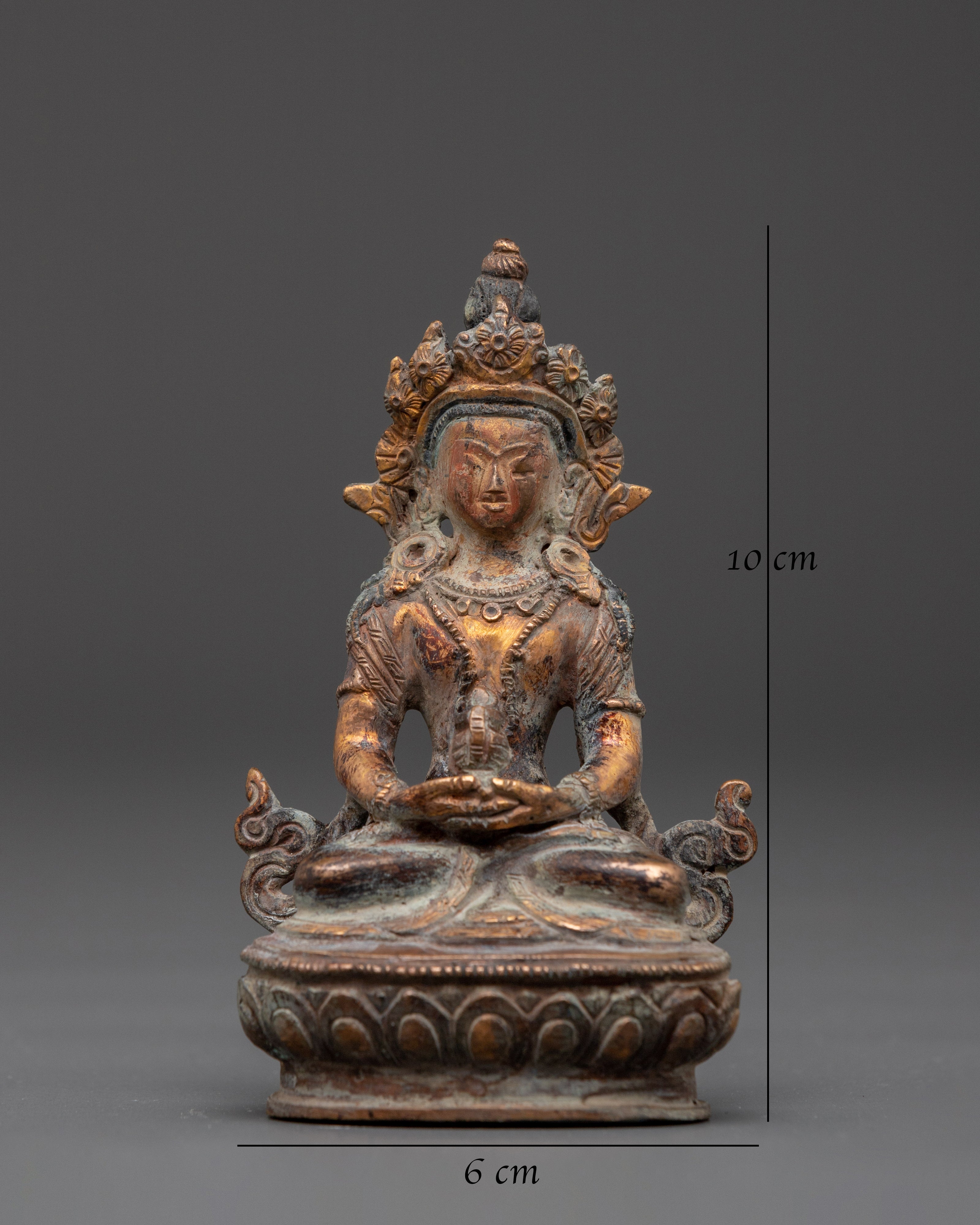 Traditional Tibetan Sculpture of Amitayus Buddha | Sacred Spiritual Artwork