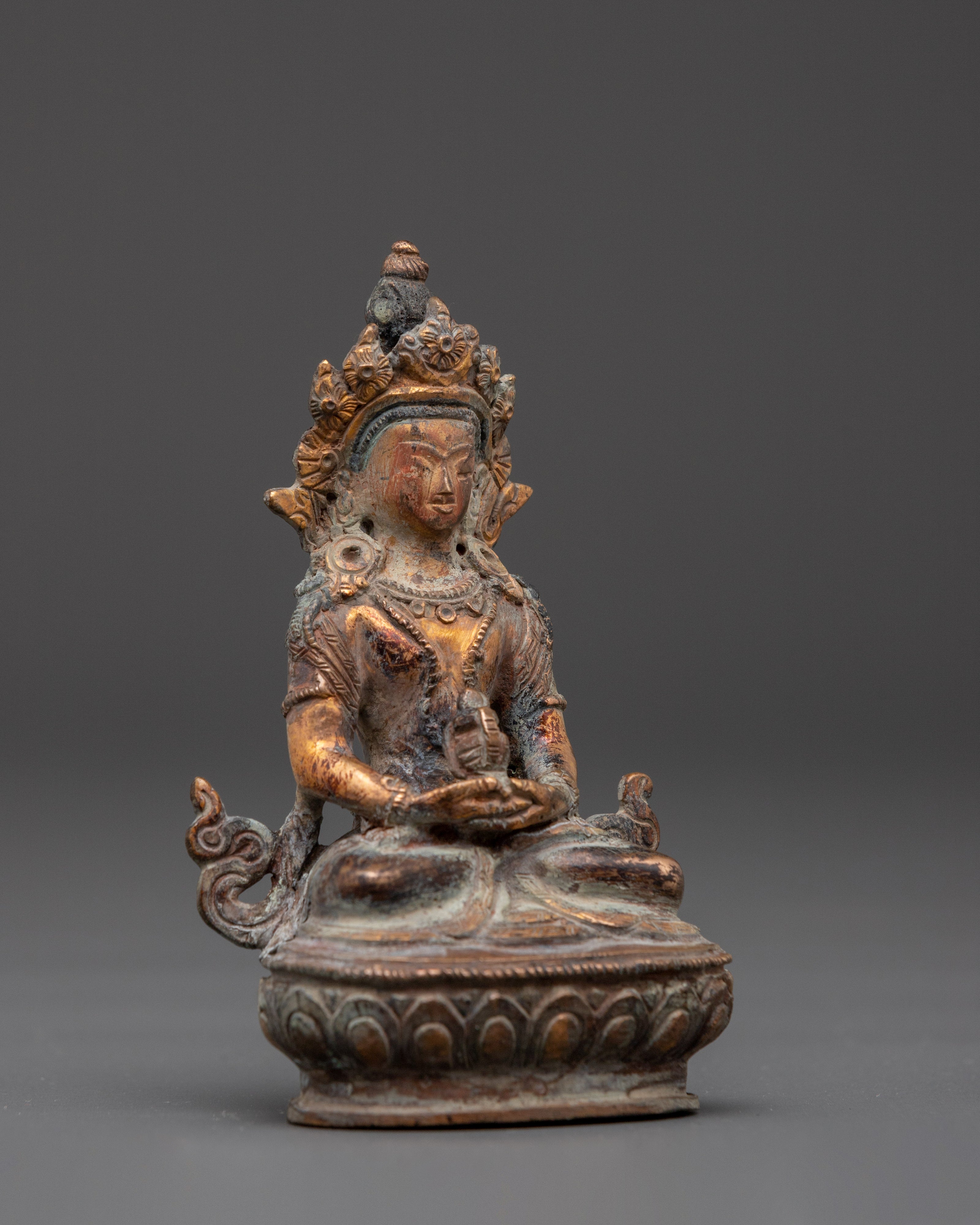 Traditional Tibetan Sculpture of Amitayus Buddha | Sacred Spiritual Artwork