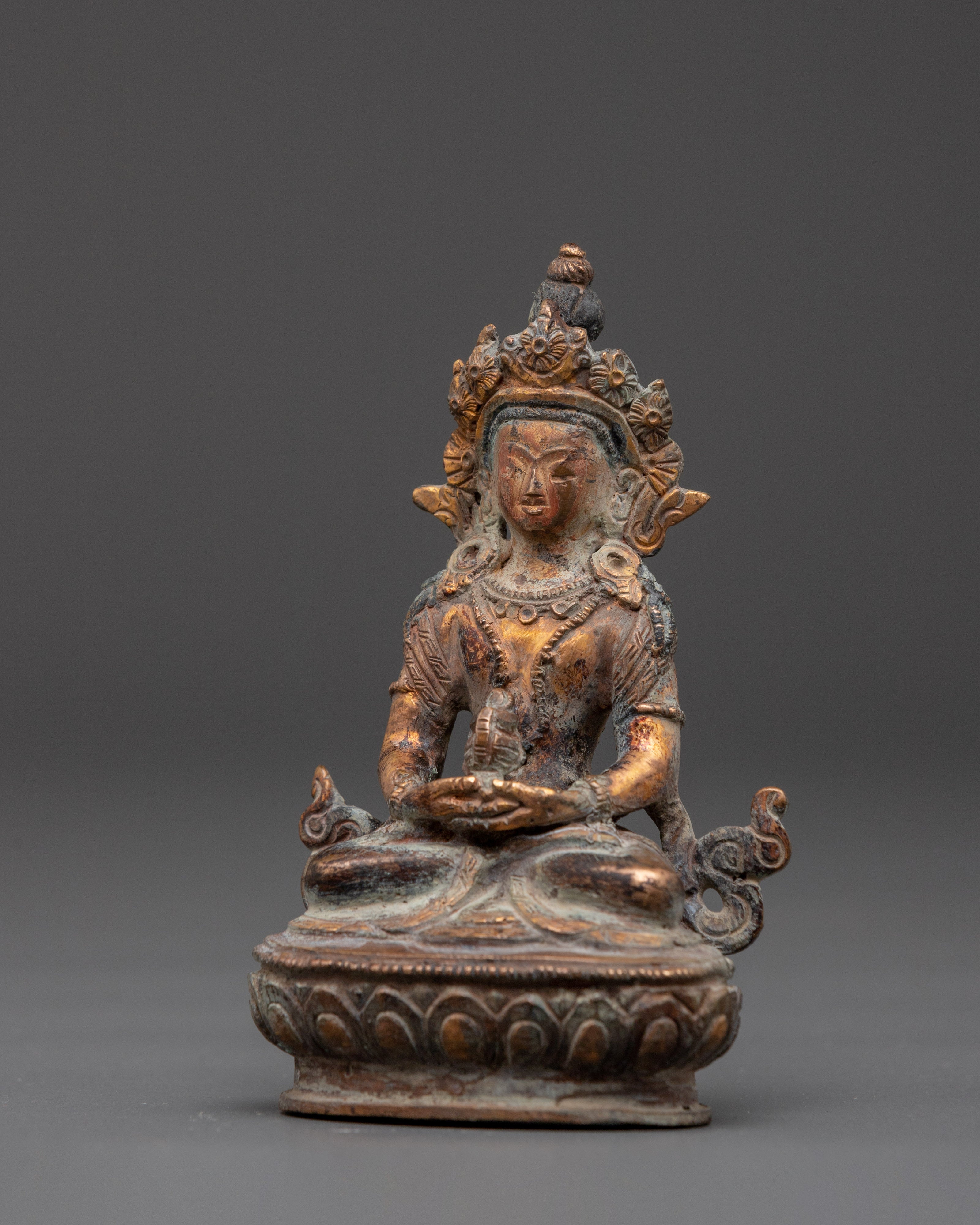 Traditional Tibetan Sculpture of Amitayus Buddha | Sacred Spiritual Artwork