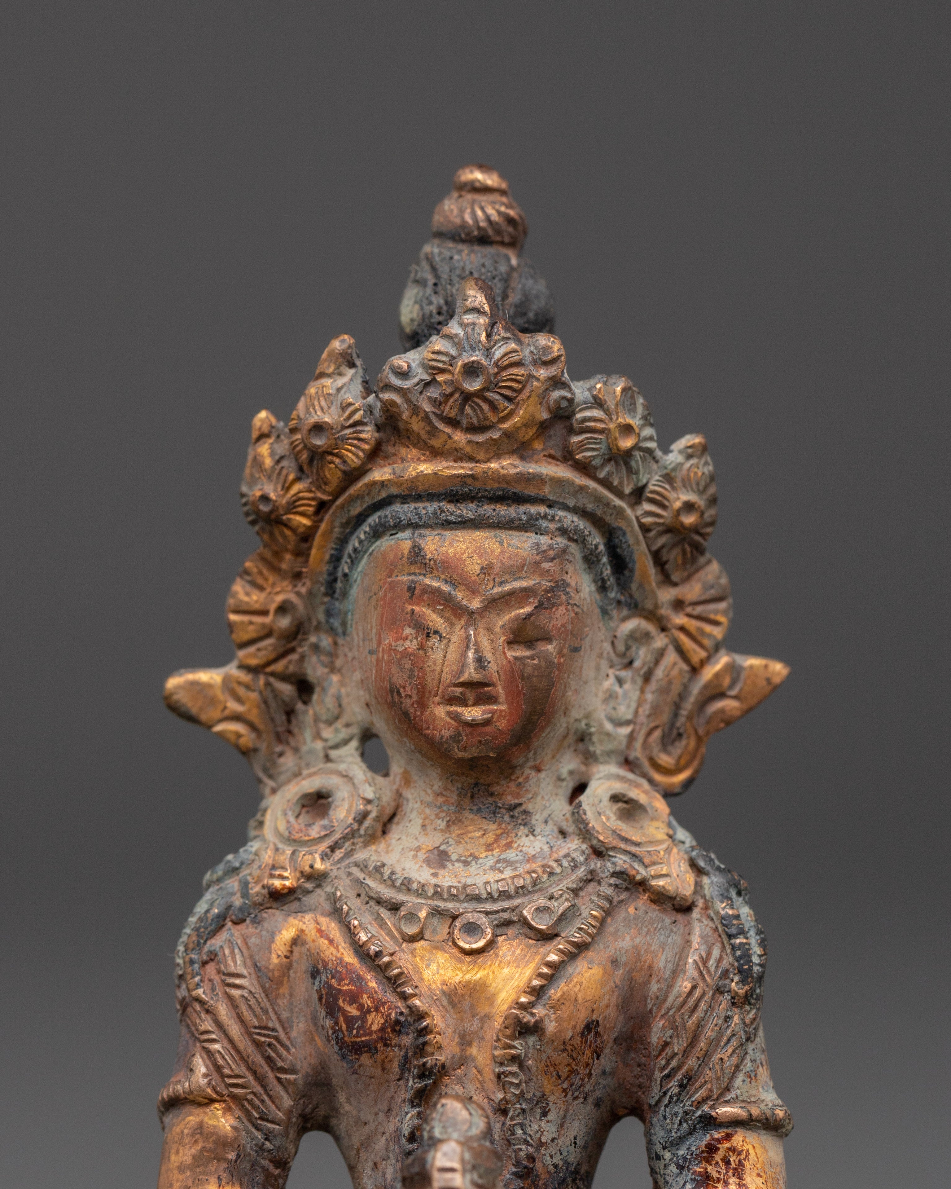 Traditional Tibetan Sculpture of Amitayus Buddha | Sacred Spiritual Artwork