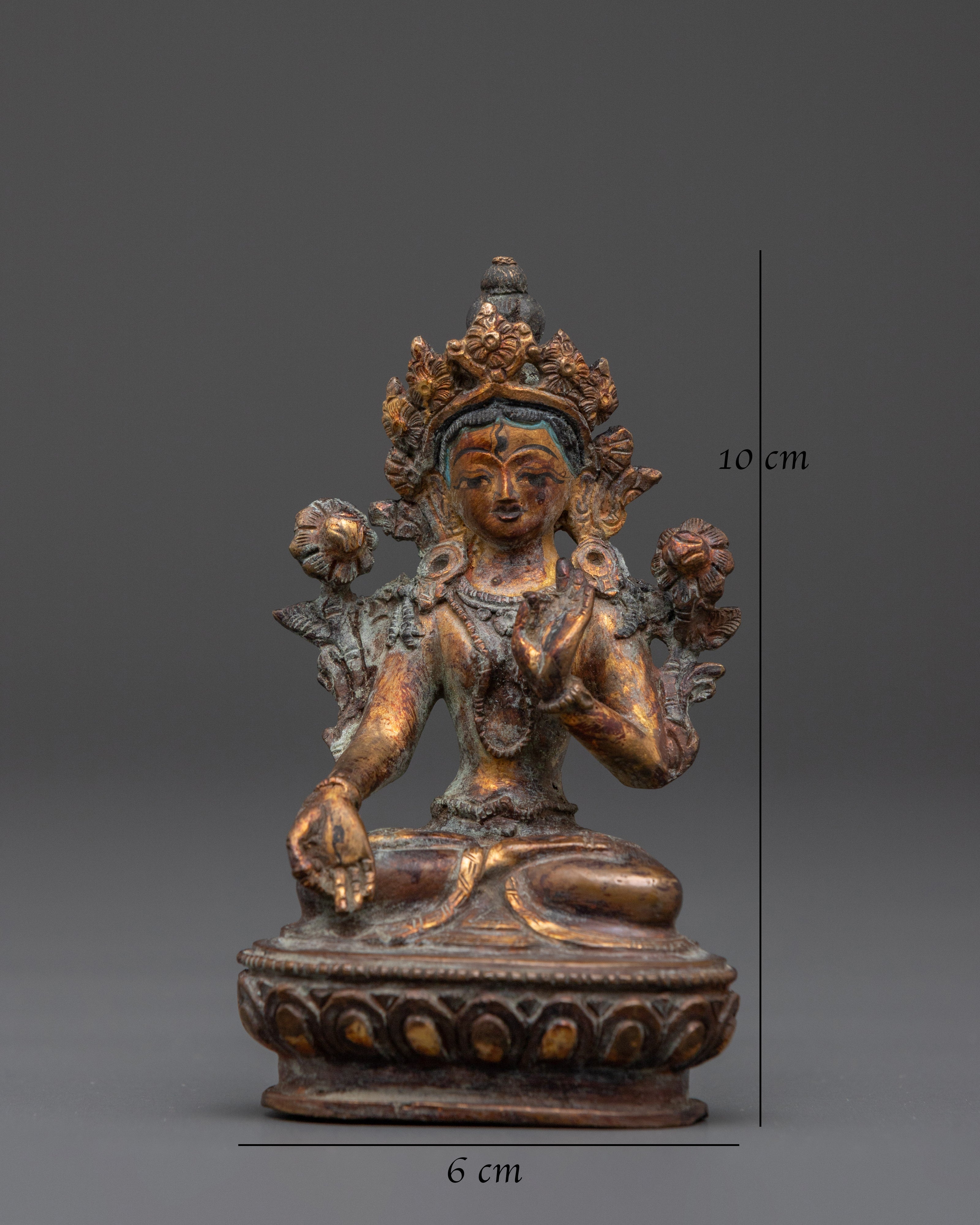 Sacred Divine White Tara Sculpture | Traditional Copper Tibetan Artwork