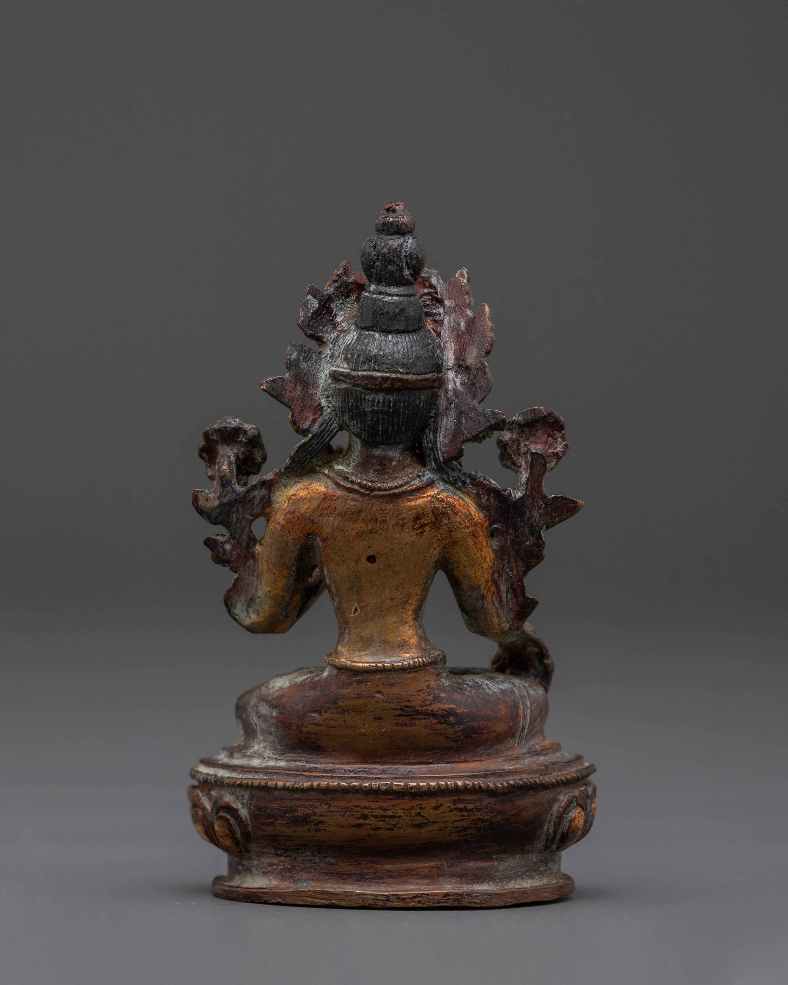 Sacred Divine White Tara Sculpture | Traditional Copper Tibetan Artwork